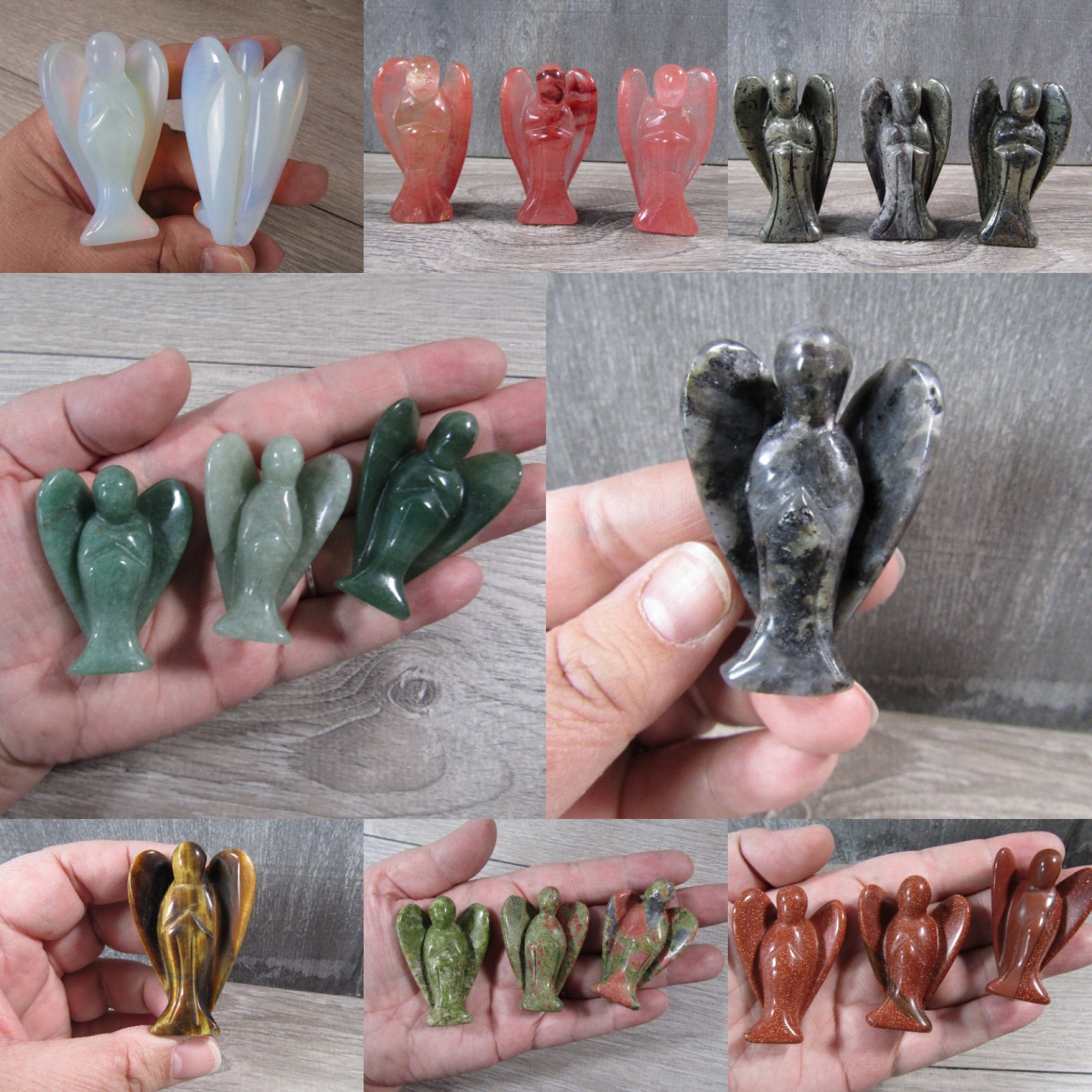 Assorted gemstone angels for spiritual boutiques