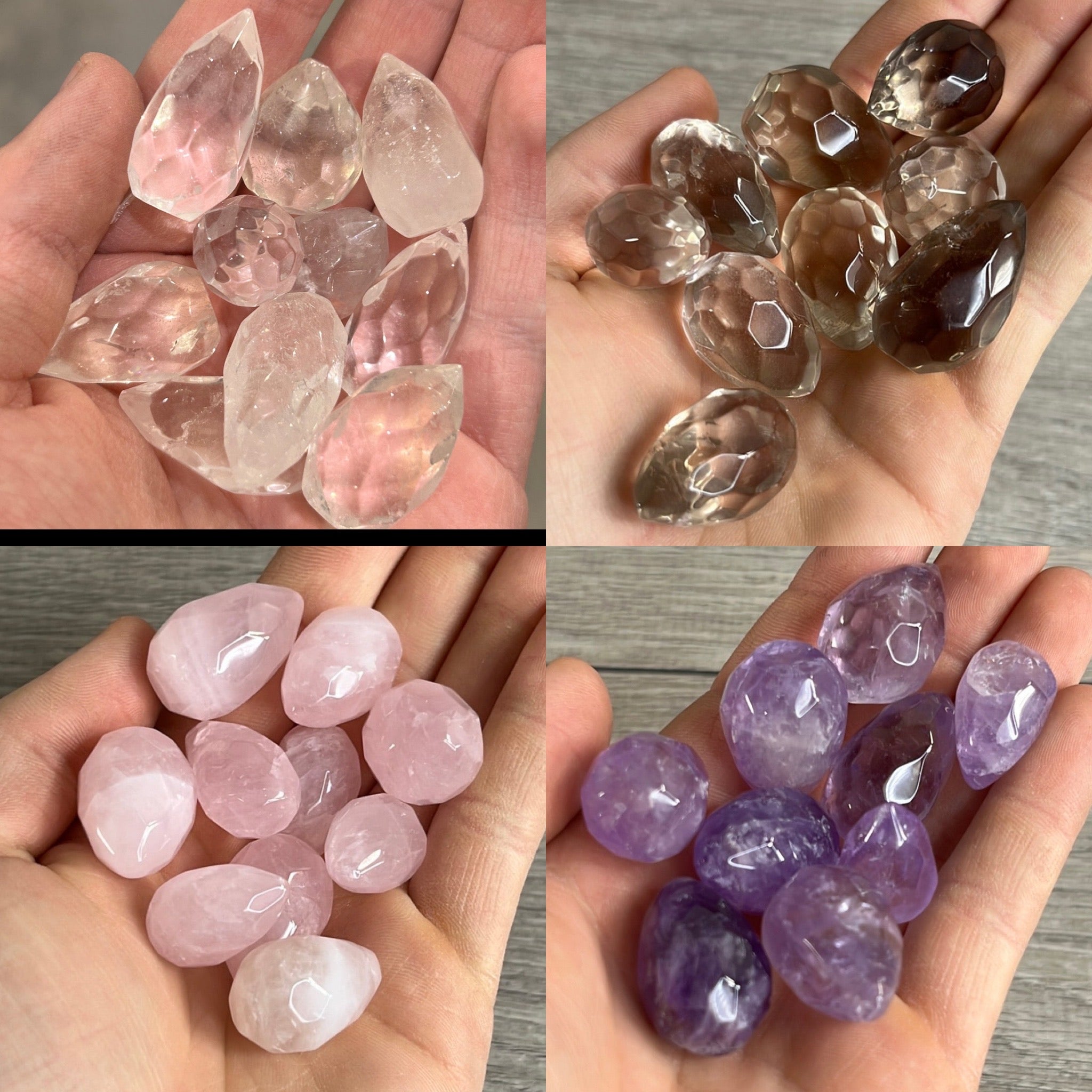 Mini faceted gemstone flame carving in assorted crystals - wholesale