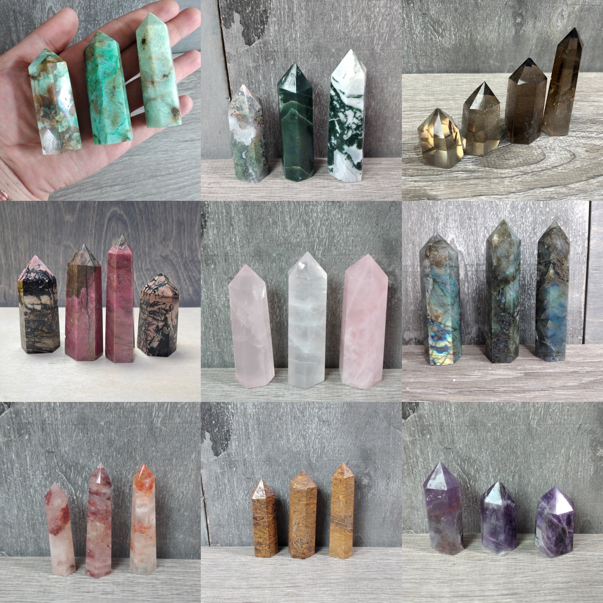 Wholesale crystal obelisks in assorted stones for resale and collectors