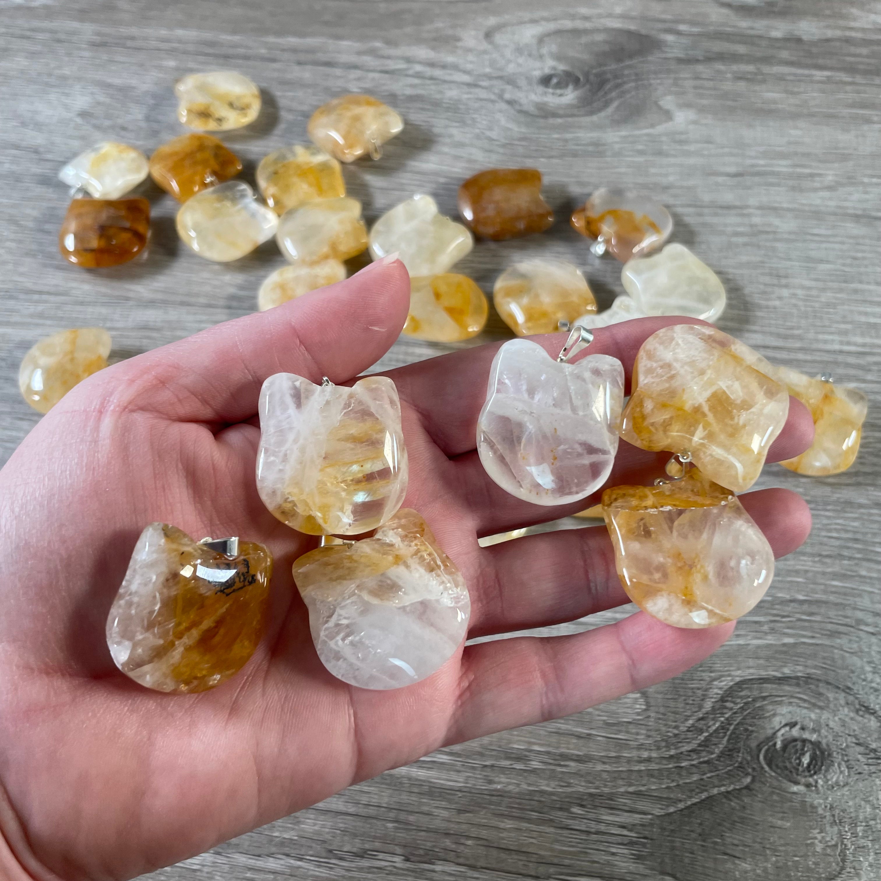 Golden quartz cat face pendant wholesale