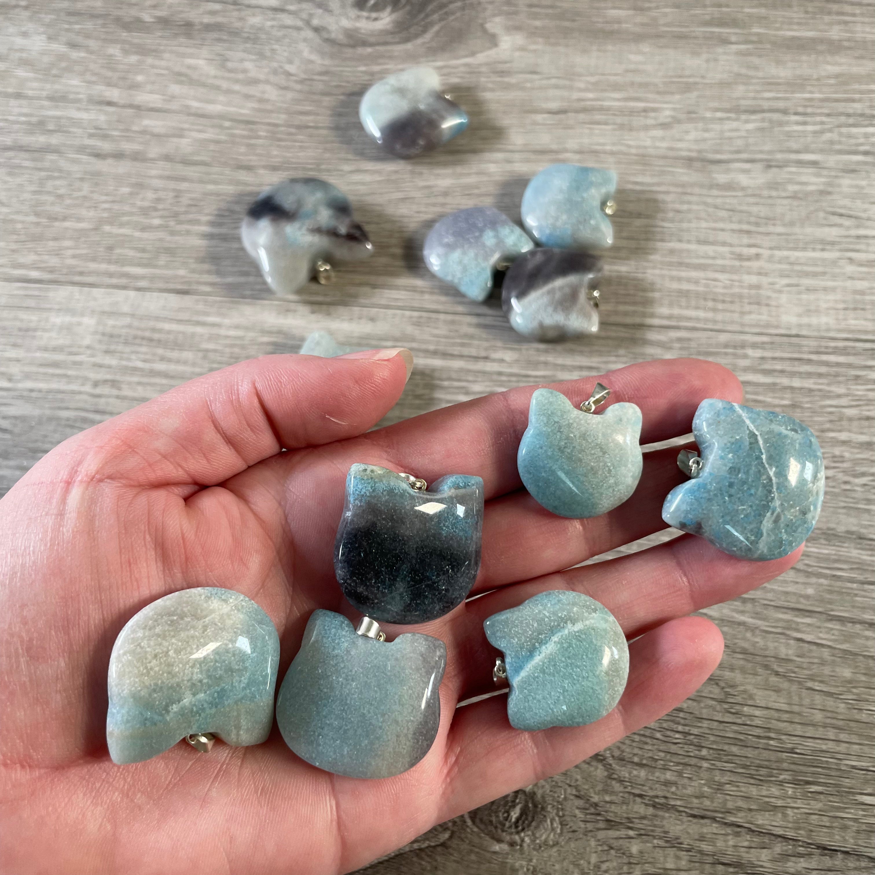 Trolllite bulk gemstone cat face pendants
