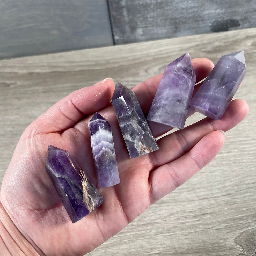Amethyst crystal obelisk tower metaphysical tool