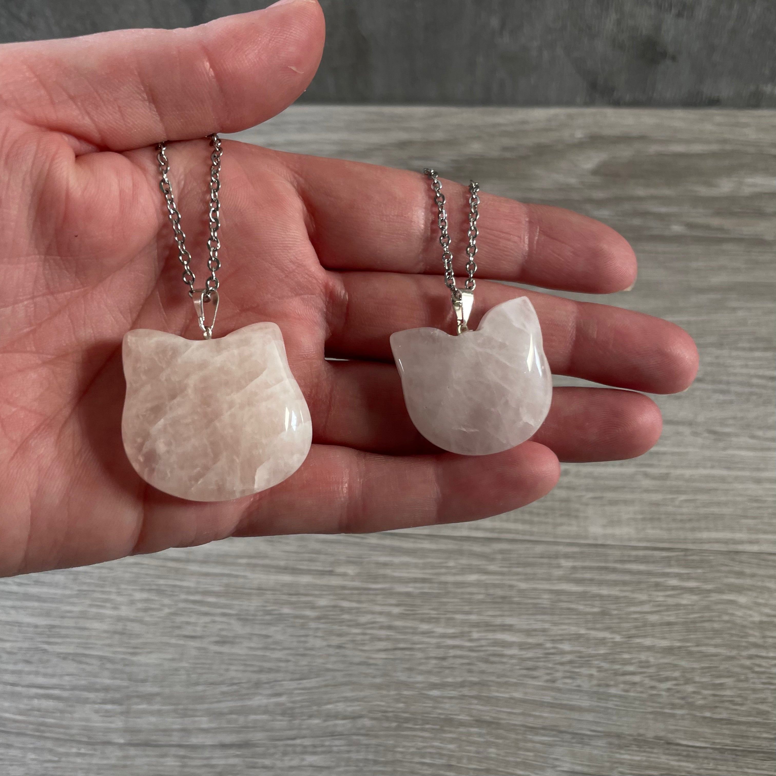 rose quartz natural gemstone cat pendant wholesale
