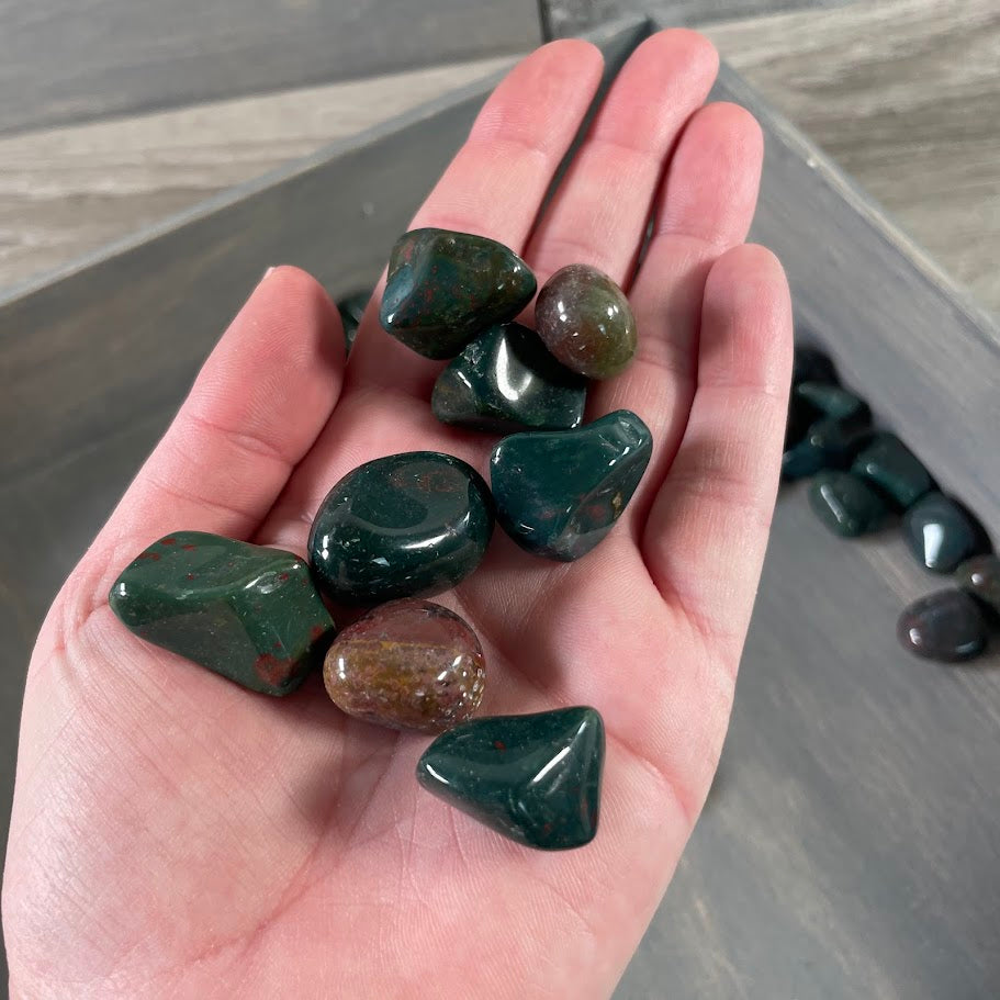 Tumbled Bloodstone healing crystals in bulk – polished metaphysical stones