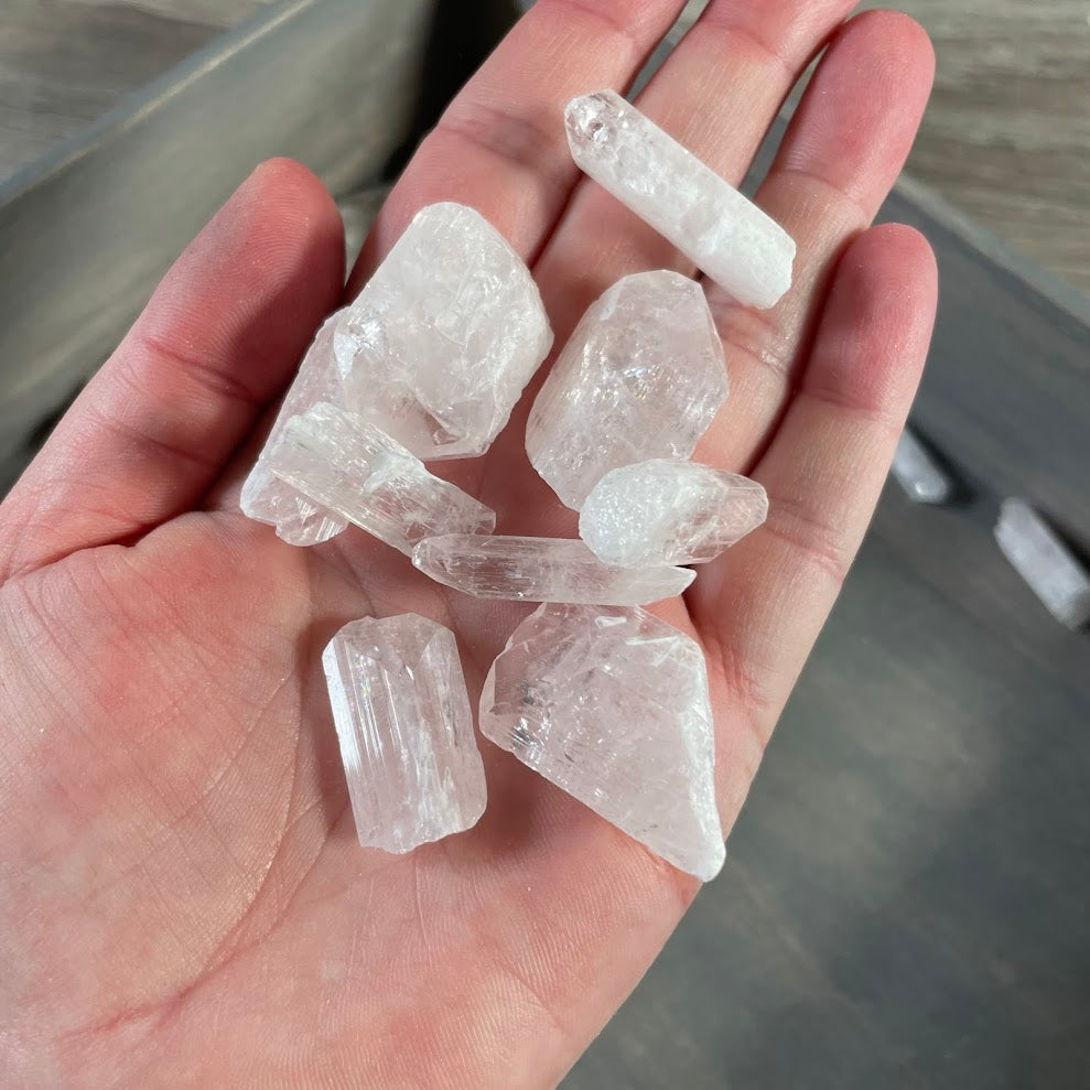 Pink Danburite rough crystals for wholesale gemstone displays