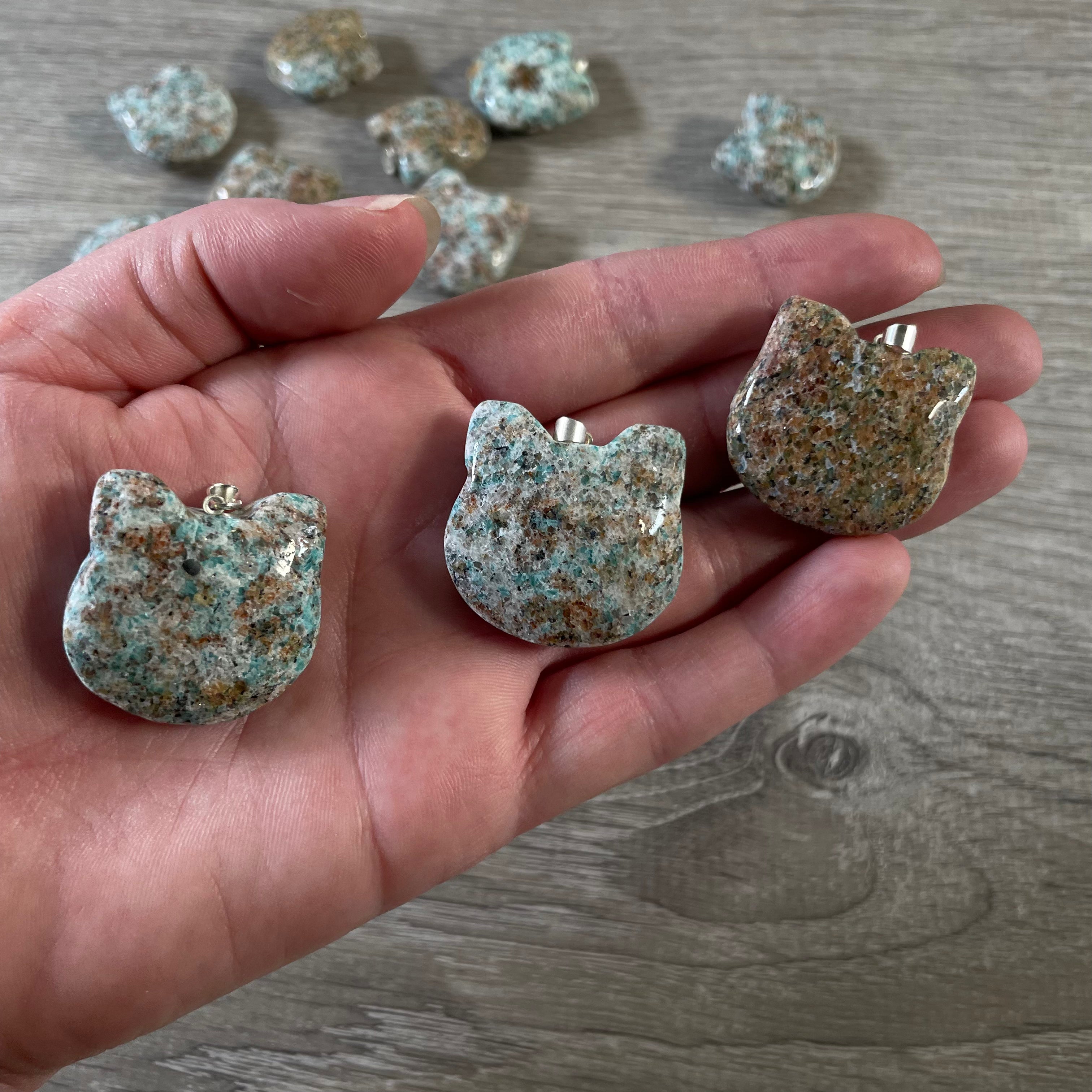 amazonite bulk gemstone cat pendants