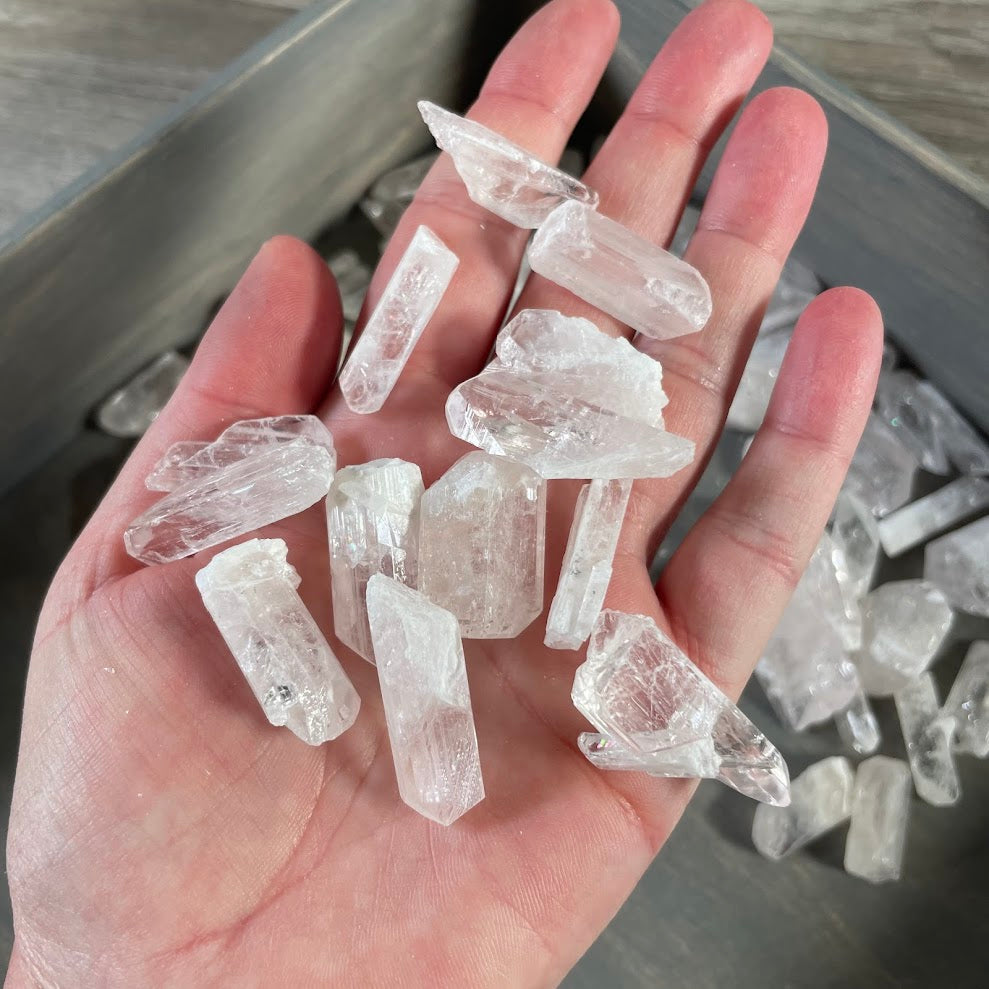 Raw pink Danburite crystals in a 1 pound bulk lot