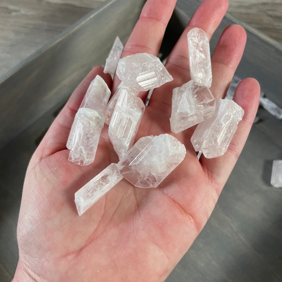 Natural pink Danburite crystal lot with raw gemstone