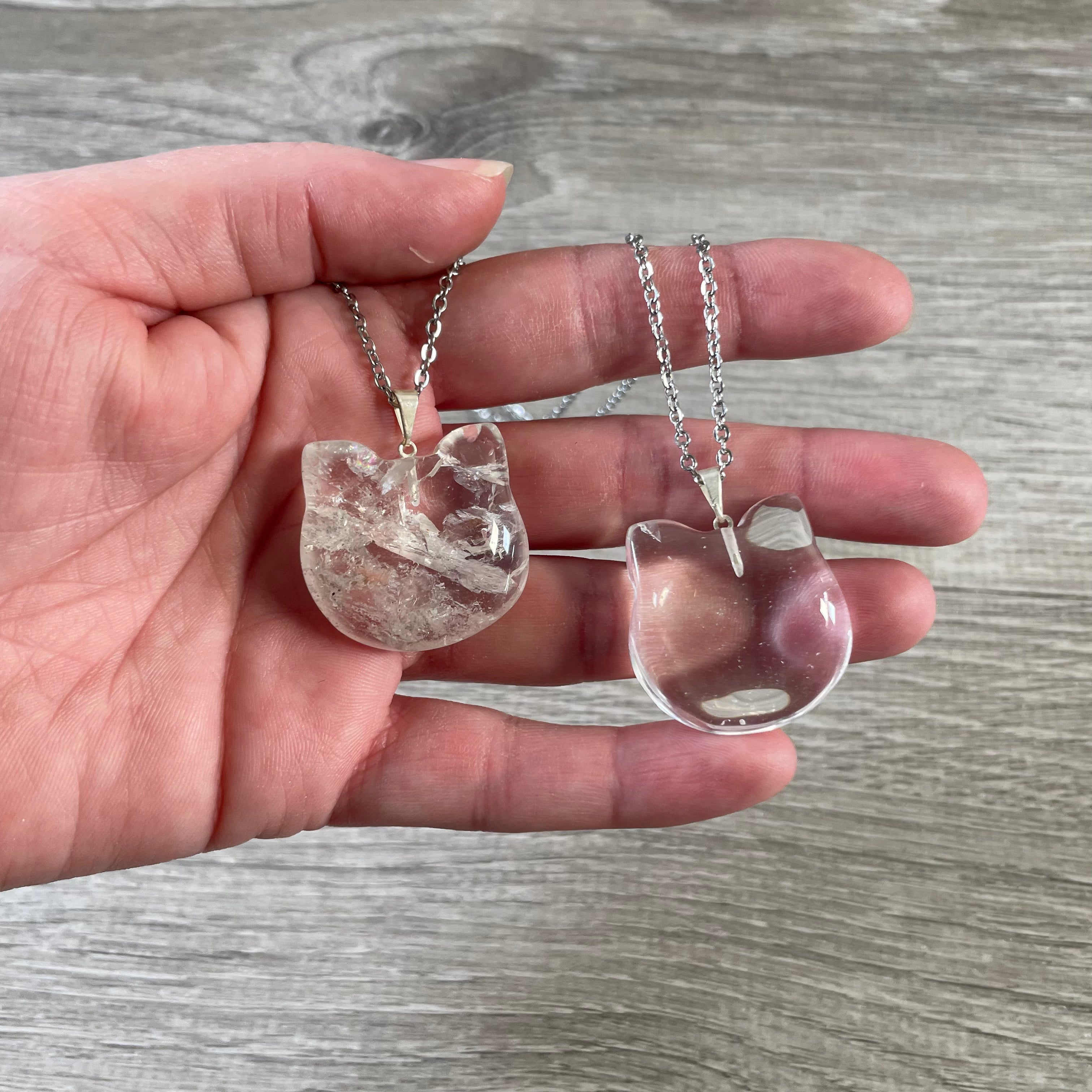 clear quartz cat face pendant wholesale