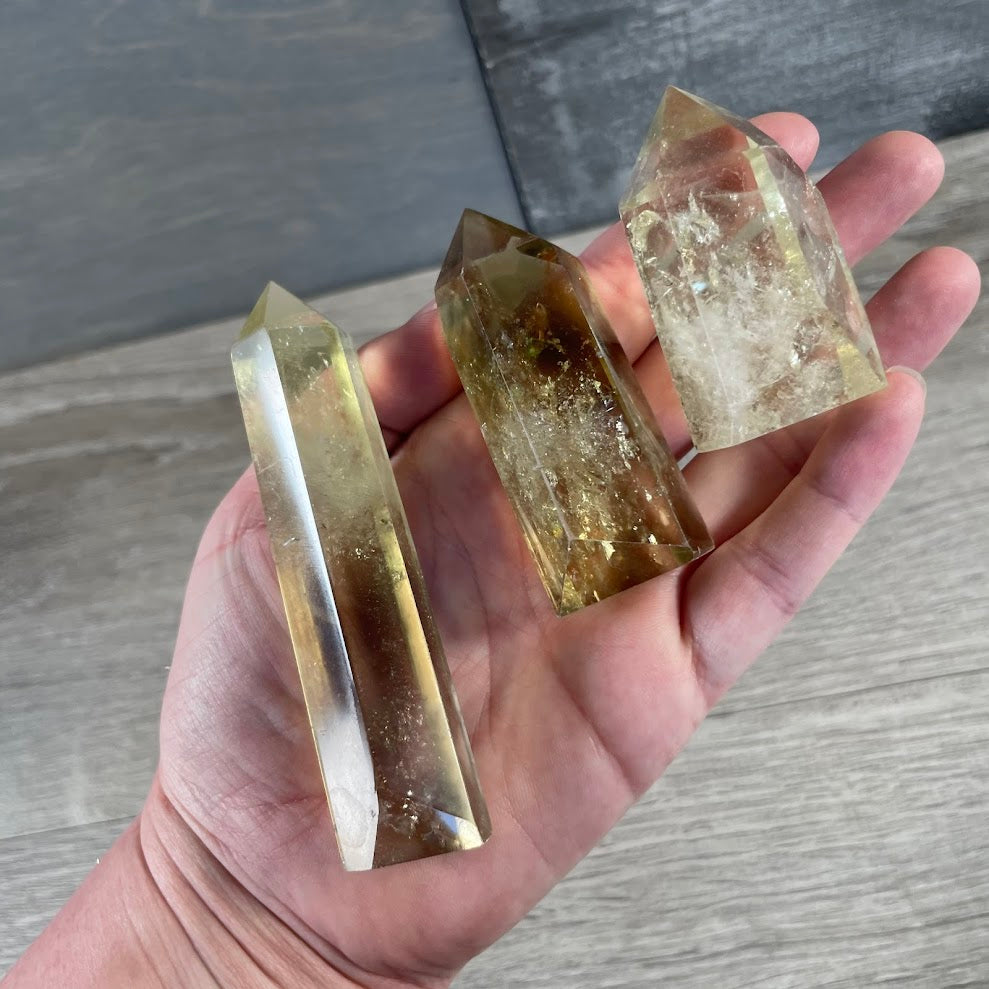 lemon citrine gemstone tower crystals for chakra alignment