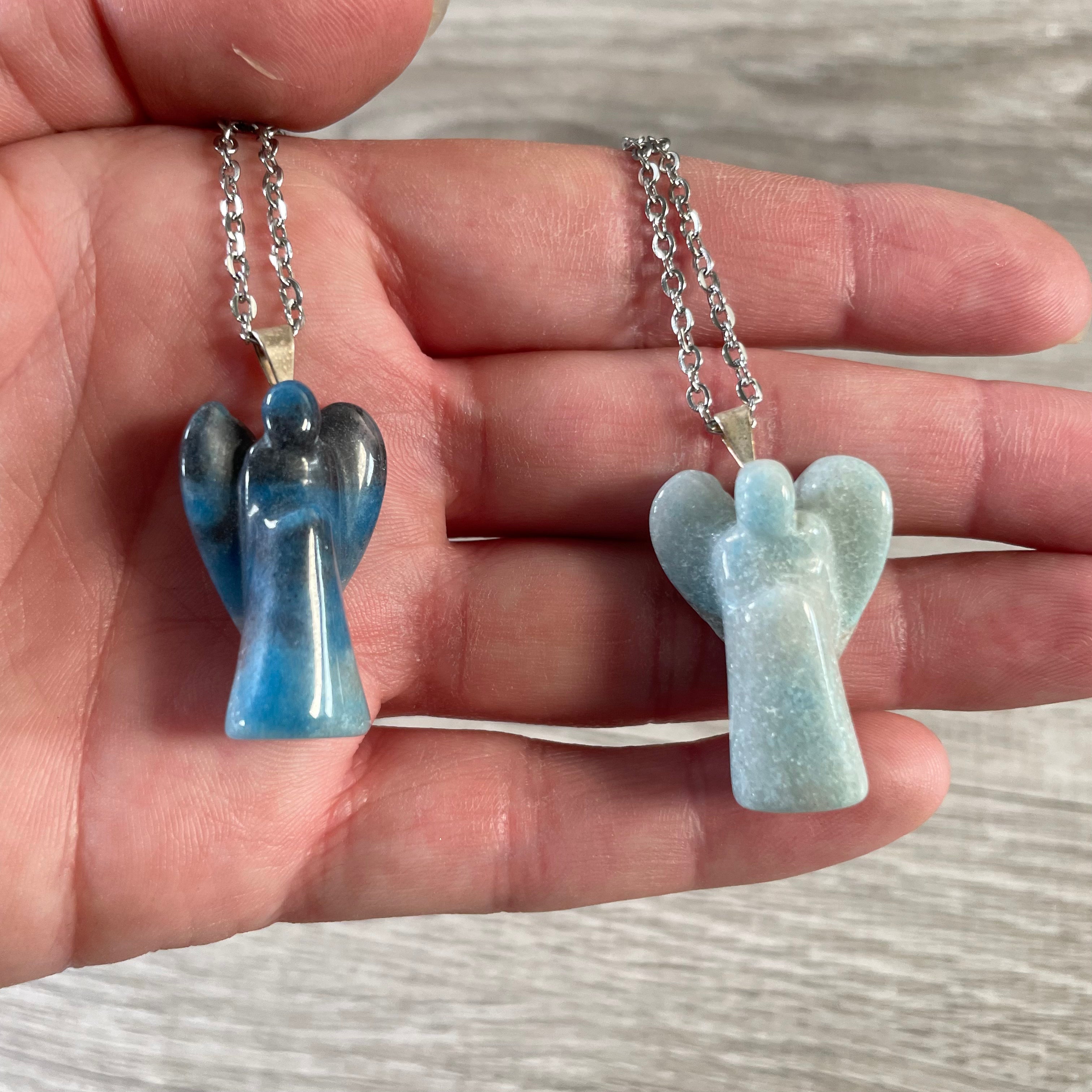 blue trollite spiritual angel figurine necklace for gift shop resale