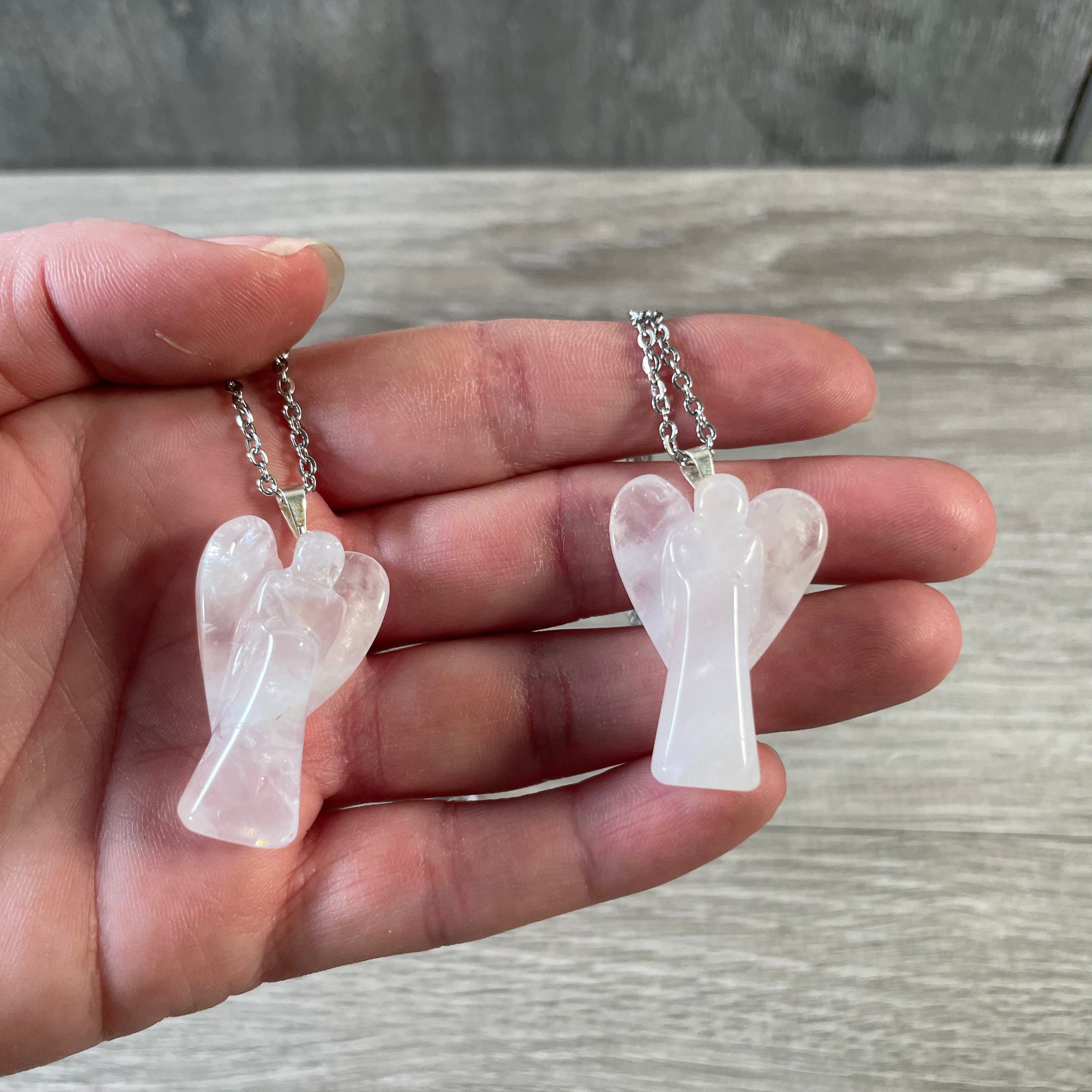 rose quartz spiritual jewelry angel pendant for crystal shops