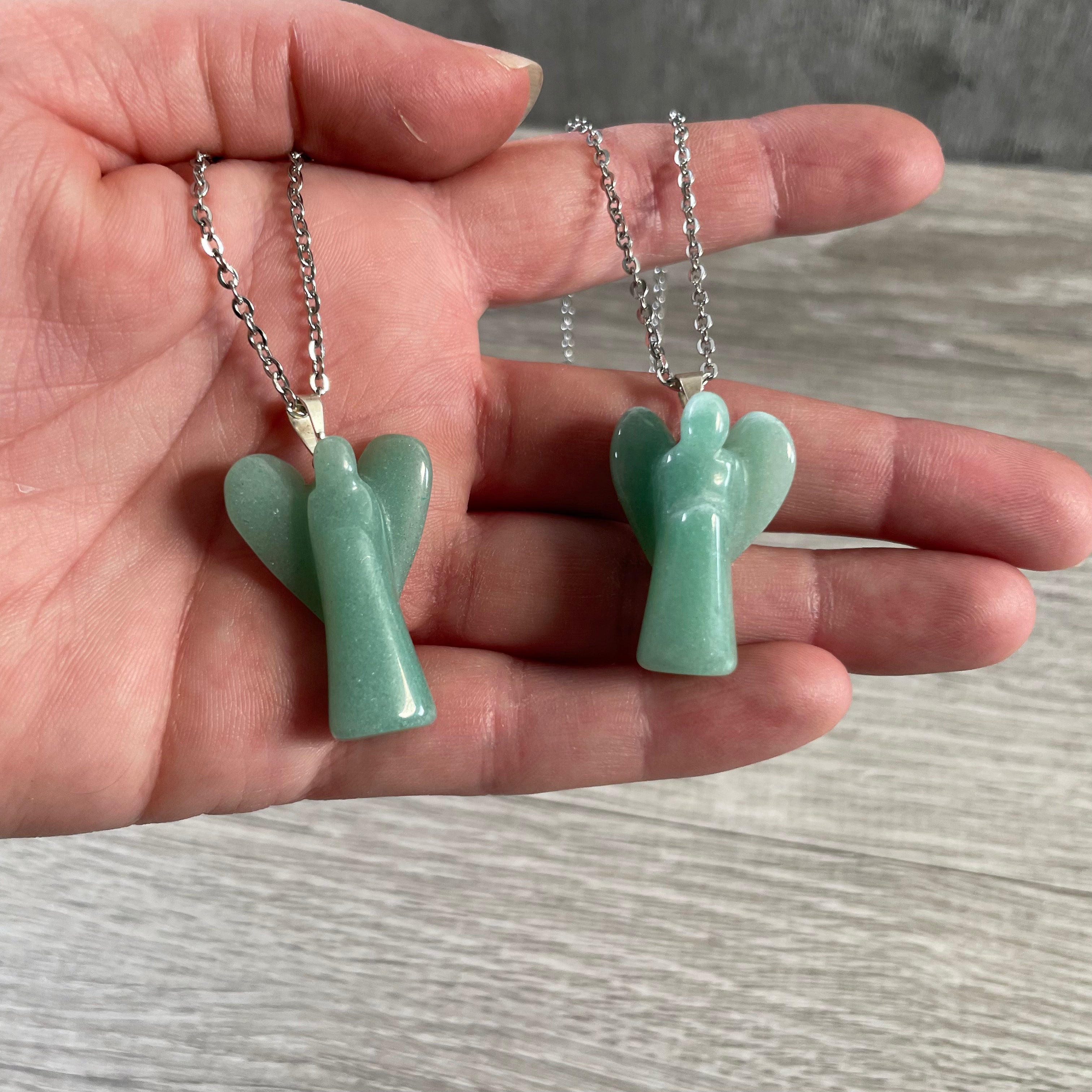 Spiritual gemstone angel aventurine pendant necklace for metaphysical stores