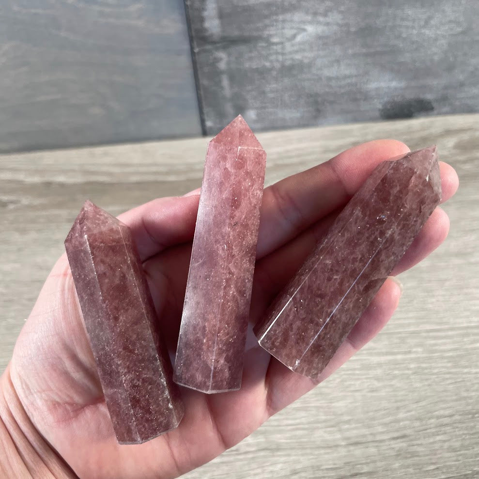 strawberry quartz medium gemstone towers for crystal shops
