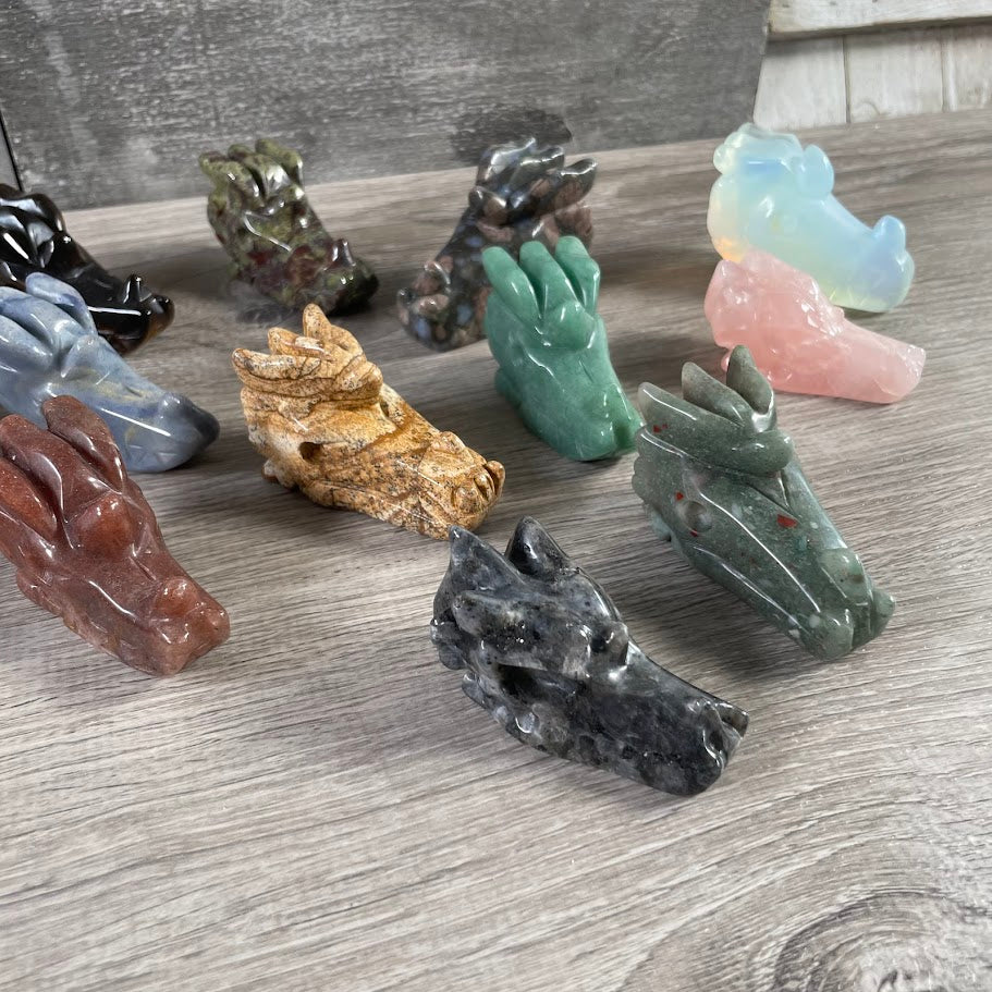 Crystal dragon skull carvings for metaphysical stores