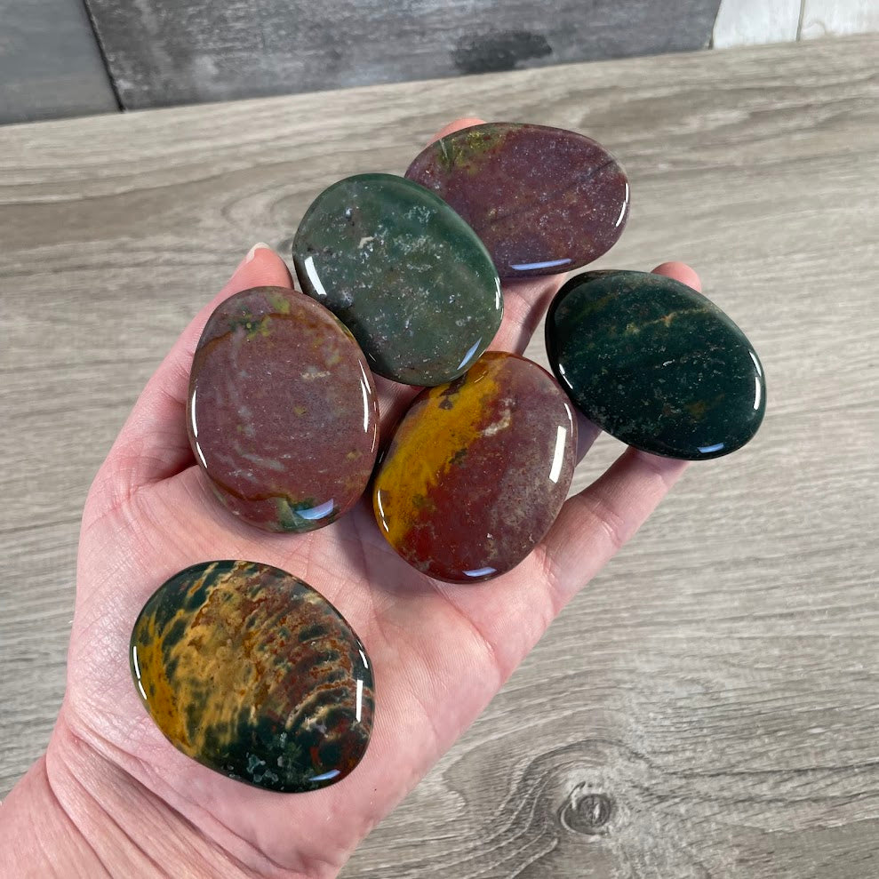 Bloodstone bulk crystal flat disks for wholesale gemstone retail displays