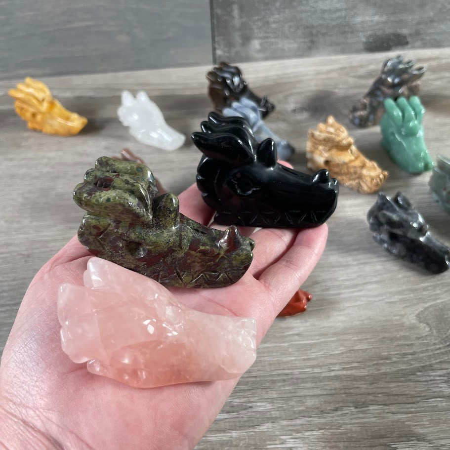 Wholesale gemstone dragon skull carvings for retail shops