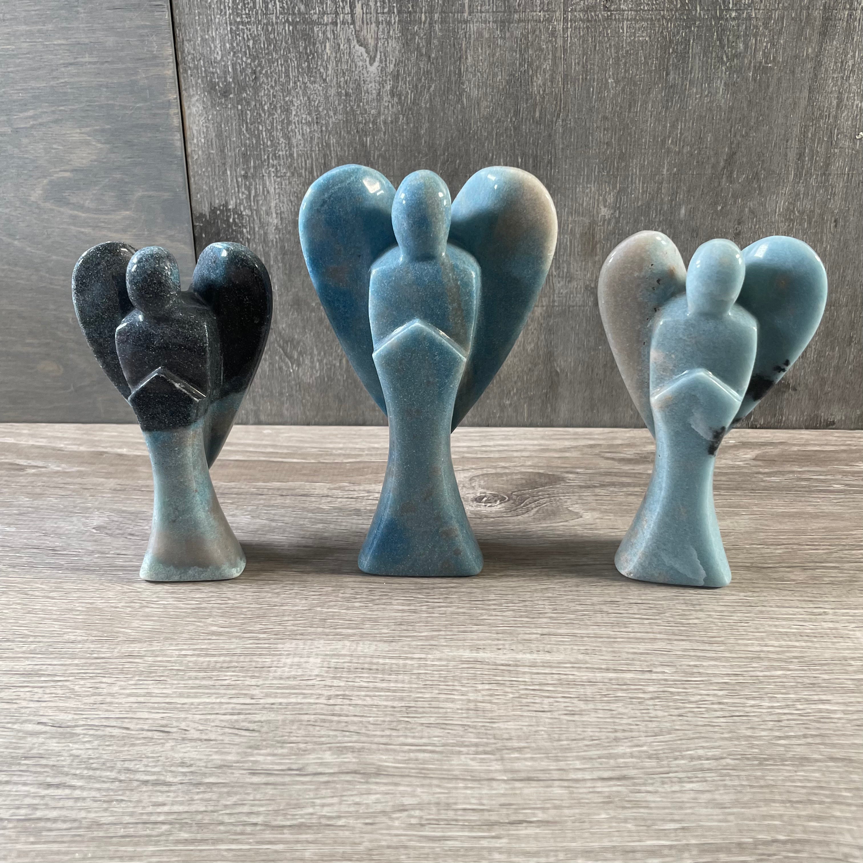 Wholesale Gemstone Angel Figurines – Lot of 3 Carved Crystal