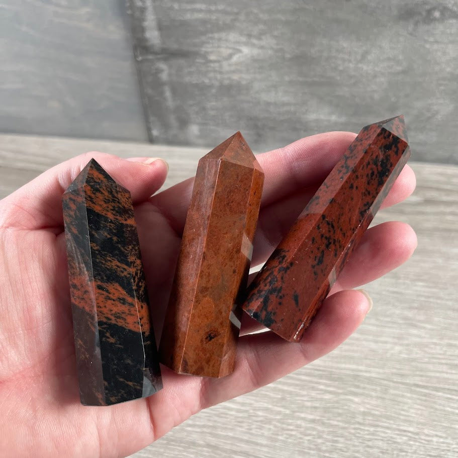 mahogany obsidian natural gemstone obelisk small size for retailers