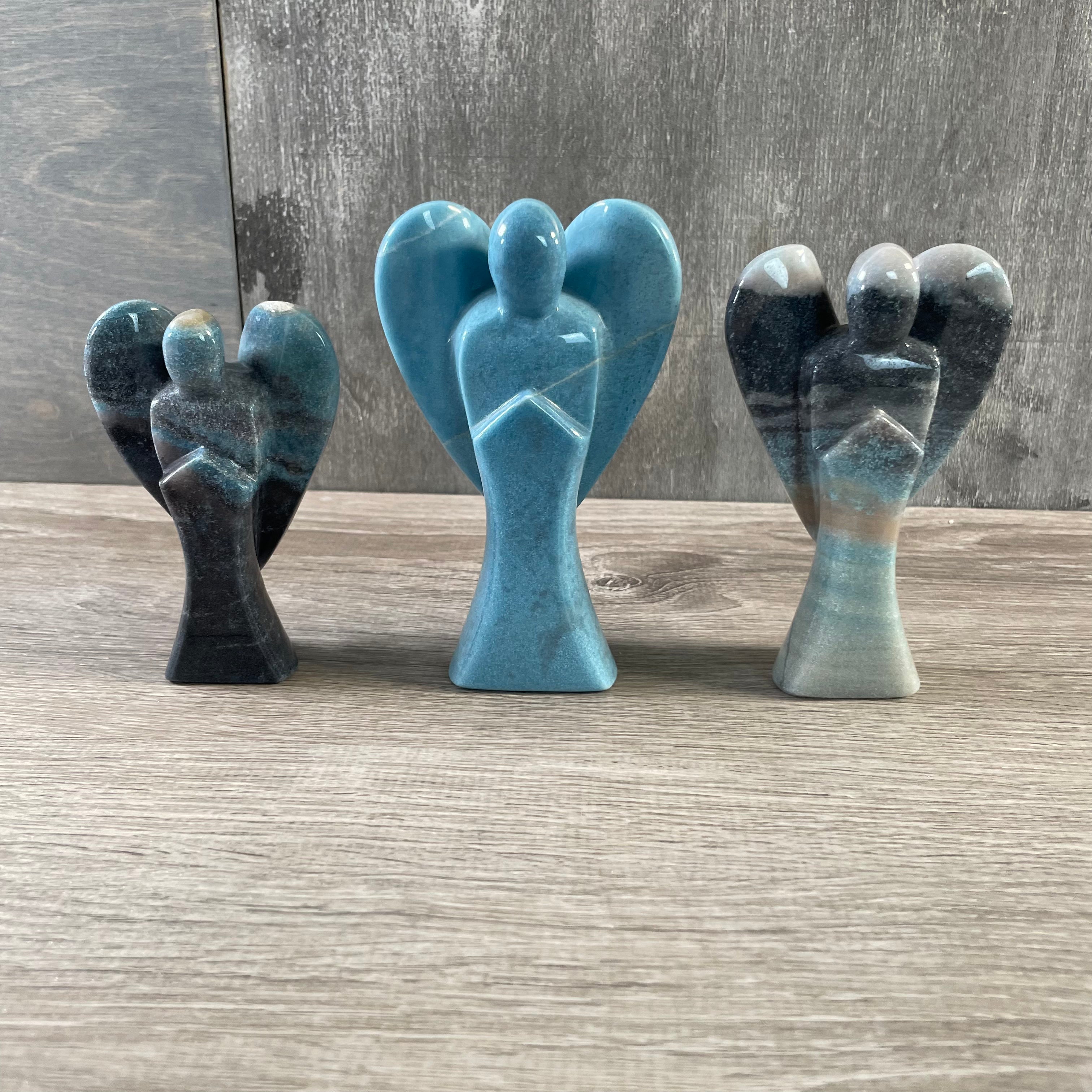 Wholesale Gemstone Angel Figurines – Lot of 3 Carved Crystal