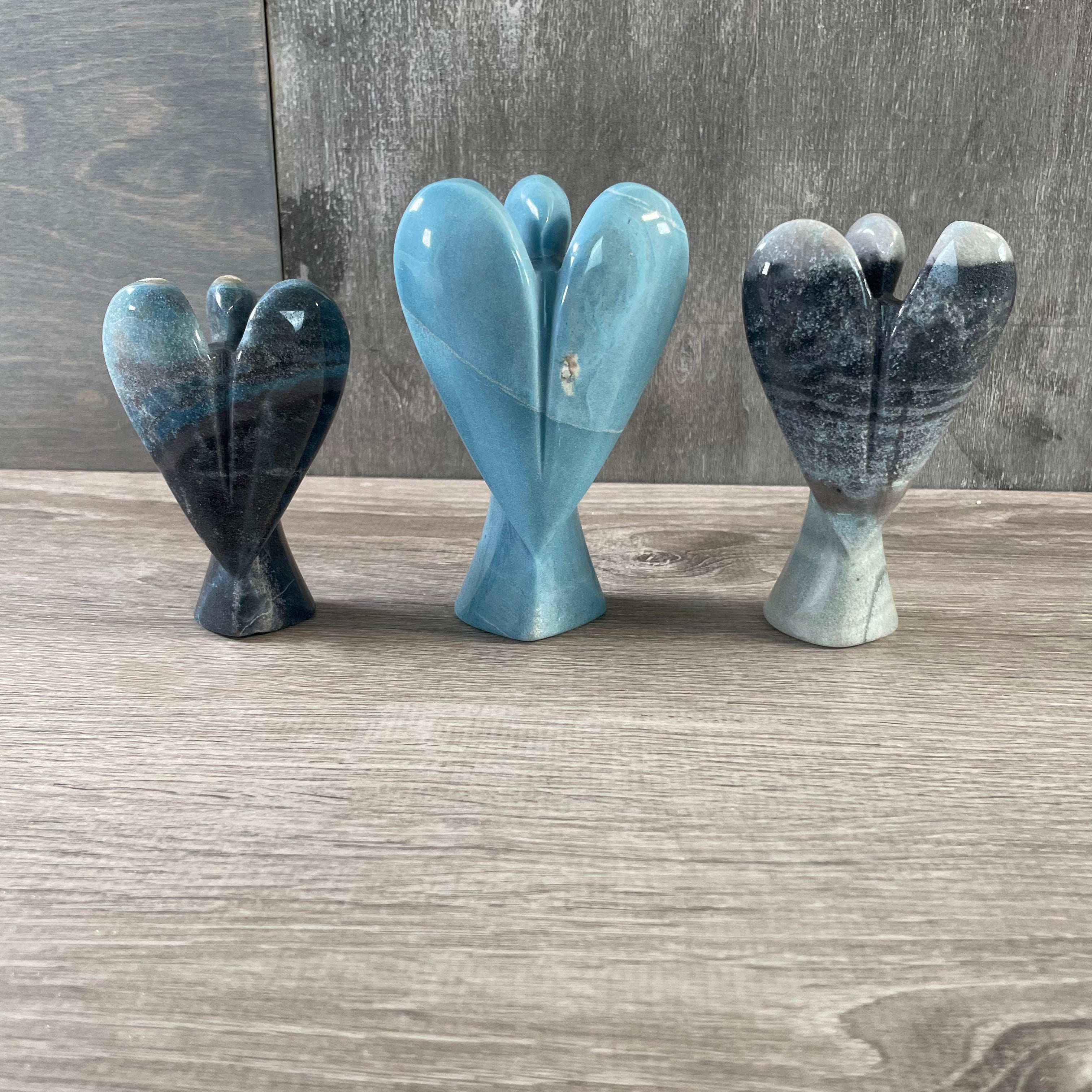 Wholesale Gemstone Angel Figurines – Lot of 3 Carved Crystal
