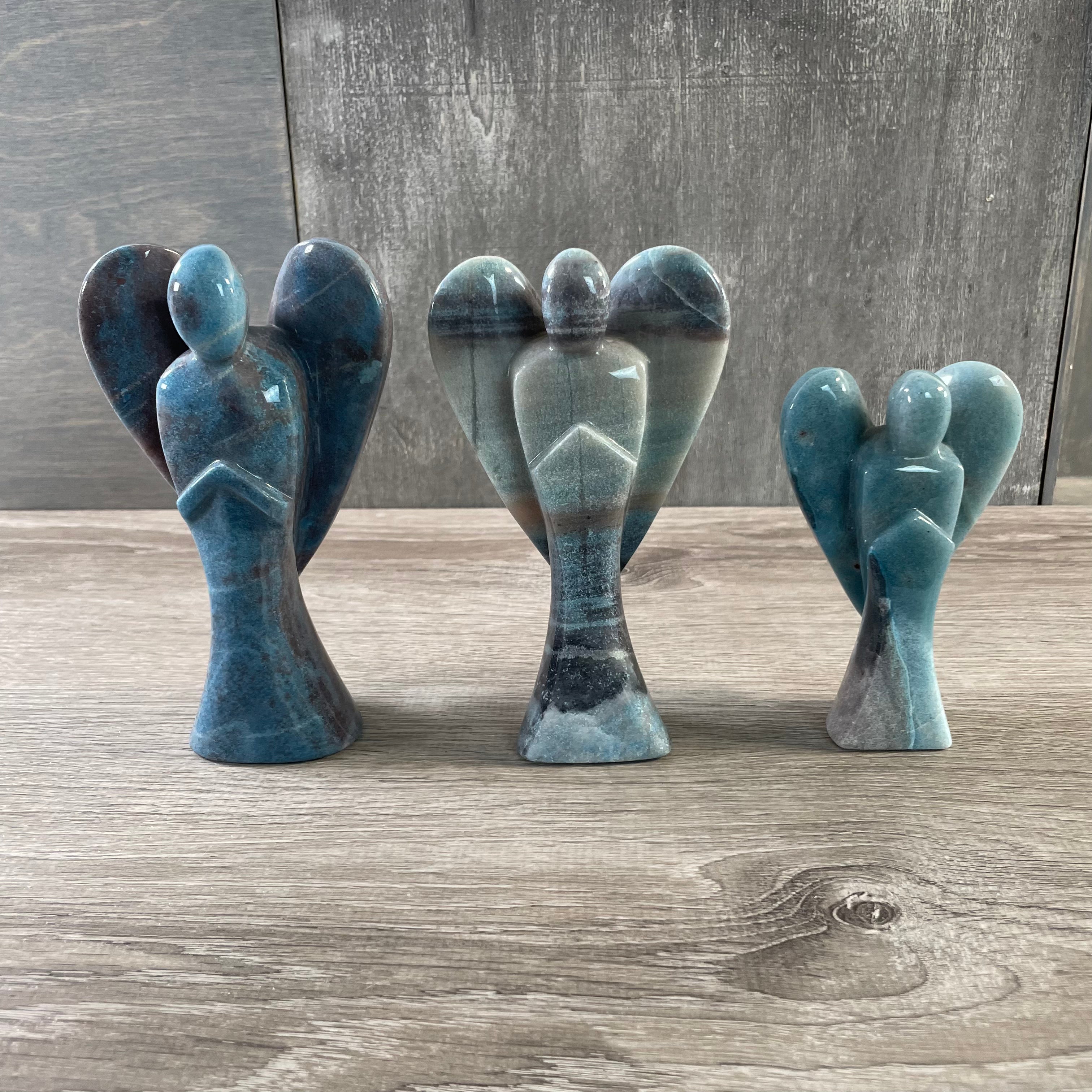 Wholesale Gemstone Angel Figurines – Lot of 3 Carved Crystal