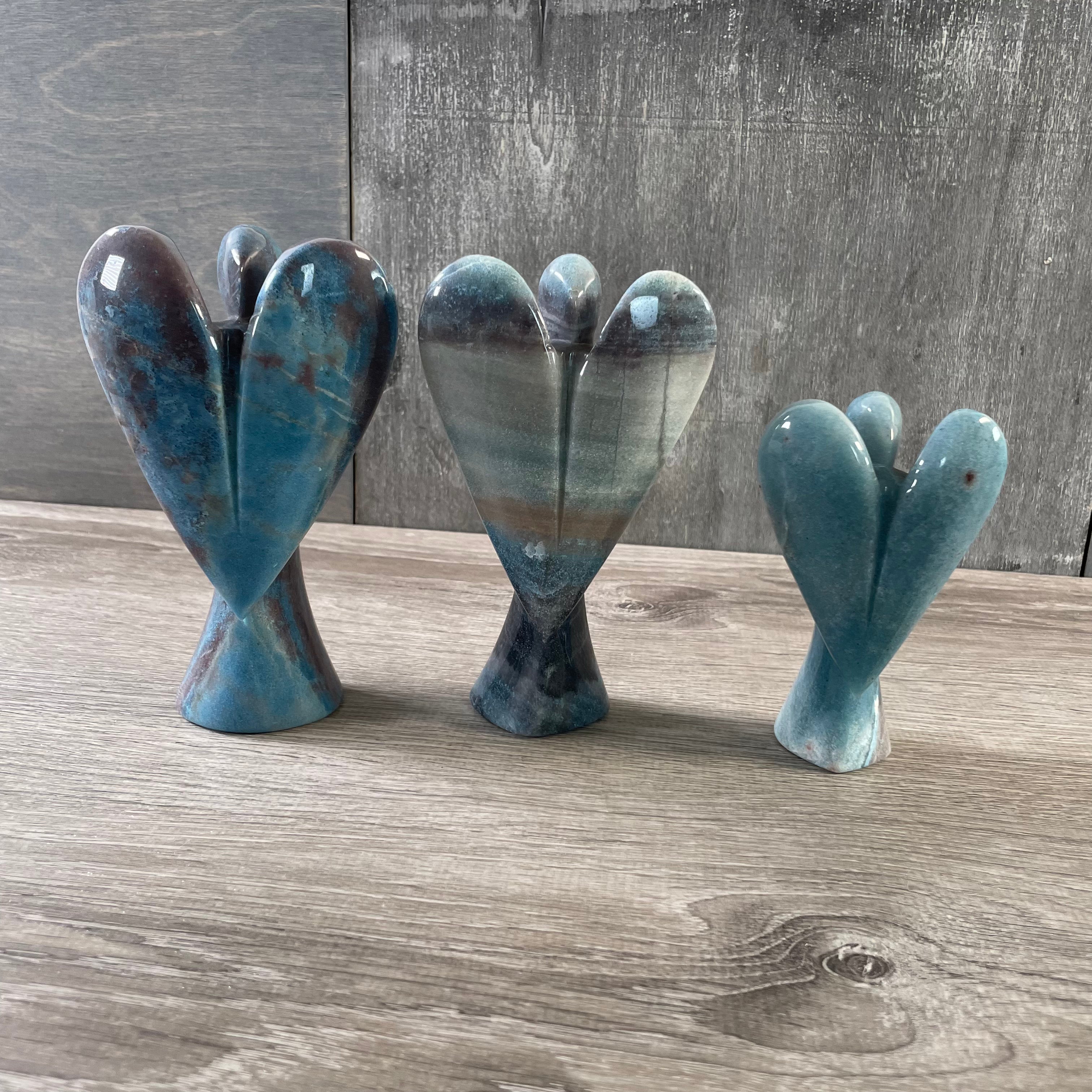 Wholesale Gemstone Angel Figurines – Lot of 3 Carved Crystal