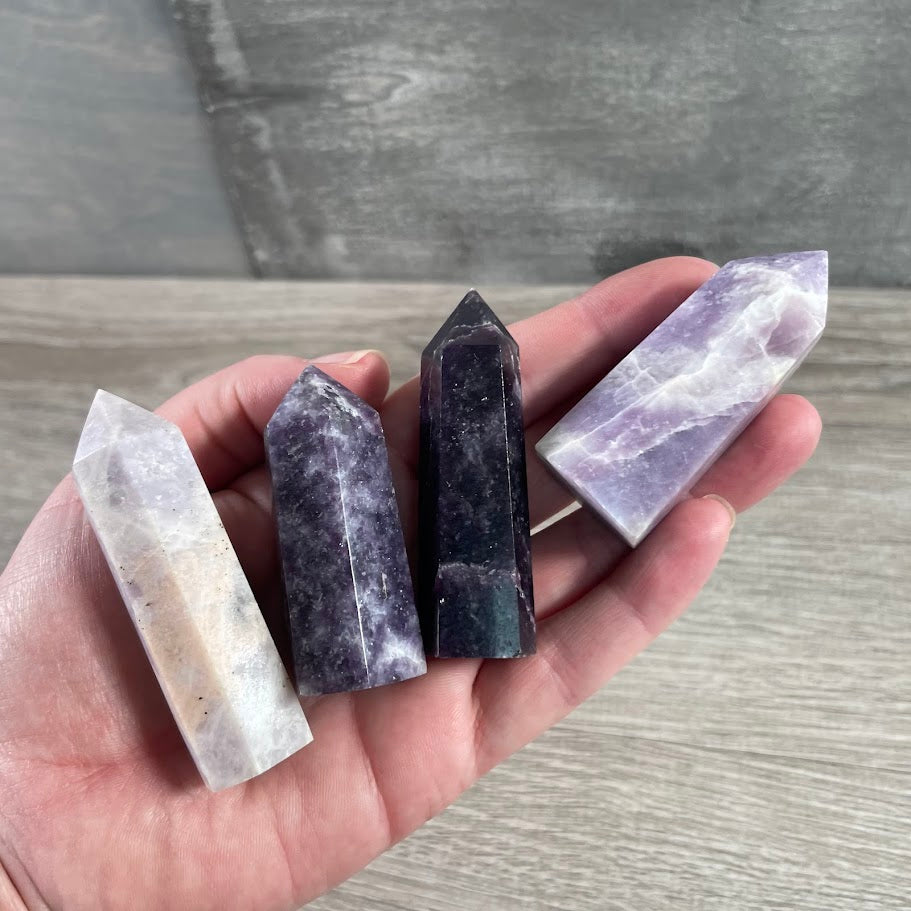 lepidolite healing crystal tower for grids and decor