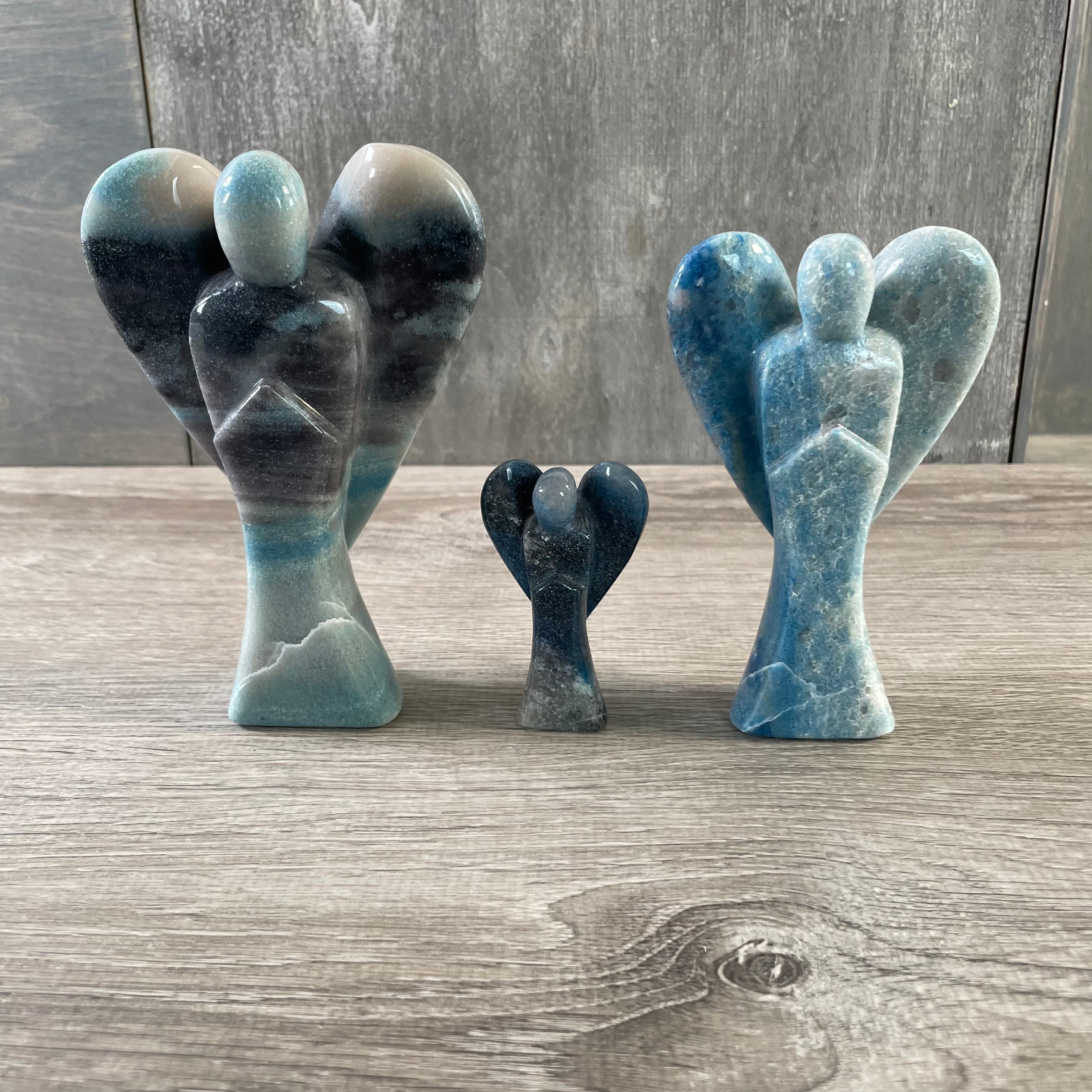 Wholesale Gemstone Angel Figurines – Lot of 3 Carved Crystal