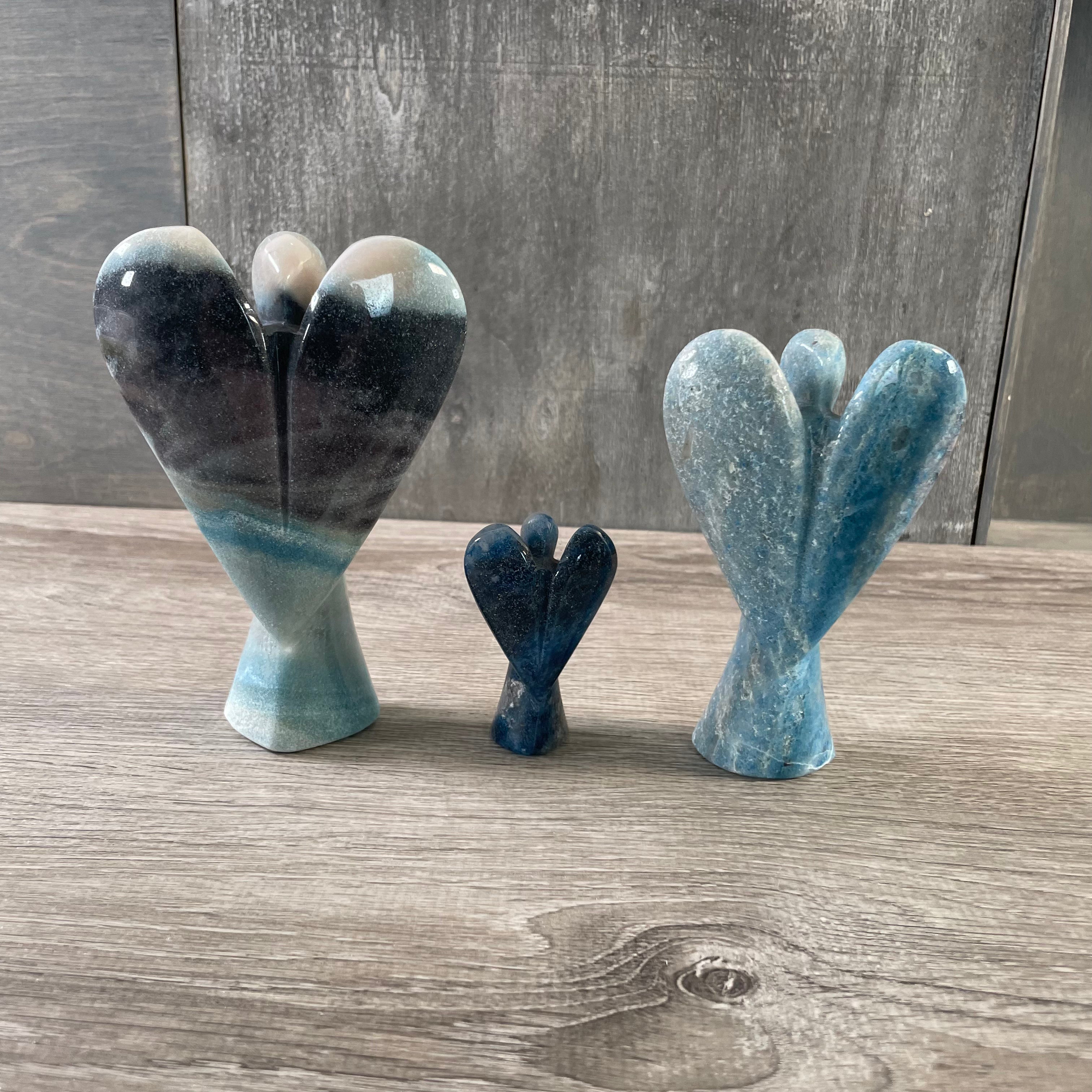 Wholesale Gemstone Angel Figurines – Lot of 3 Carved Crystal