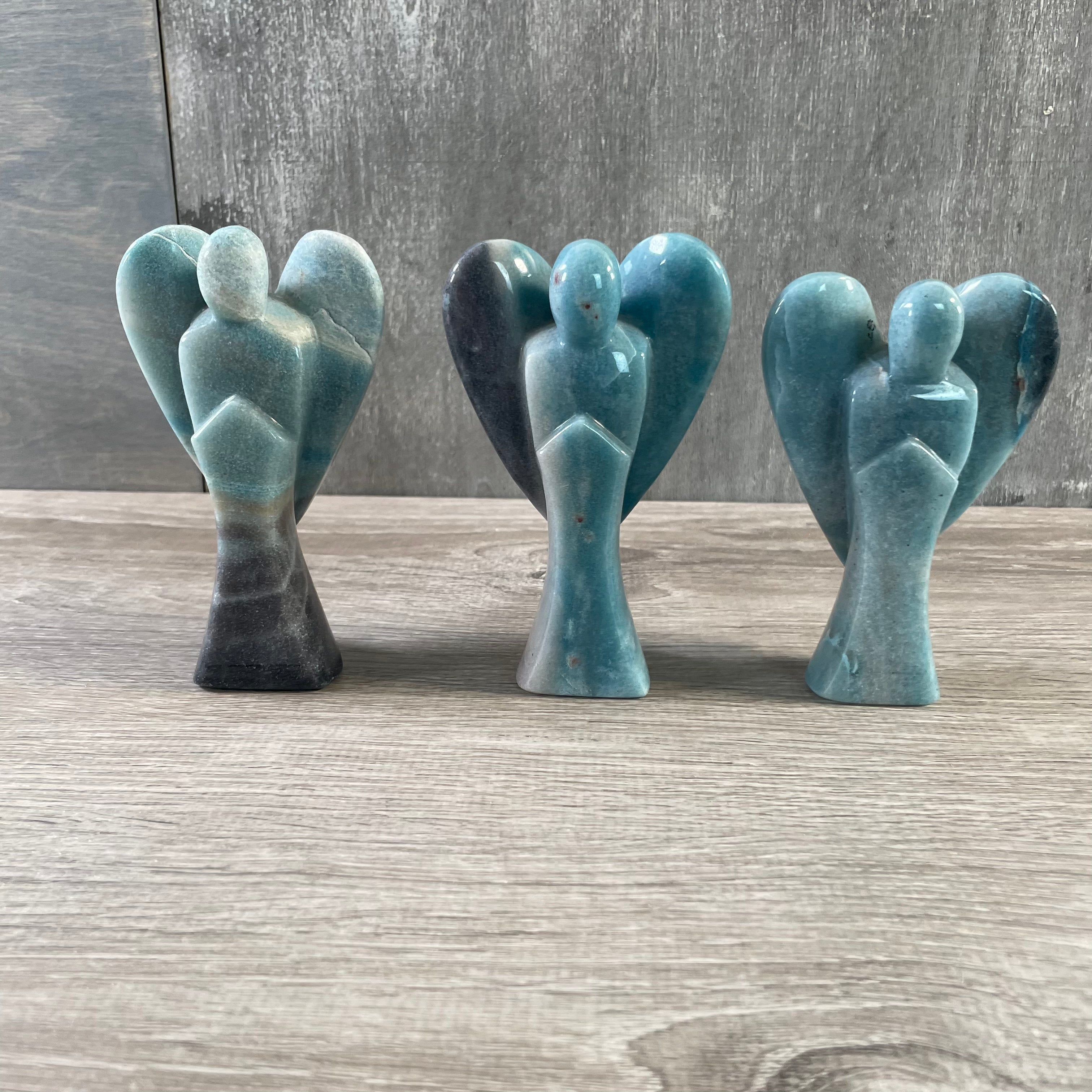 Wholesale Gemstone Angel Figurines – Lot of 3 Carved Crystal