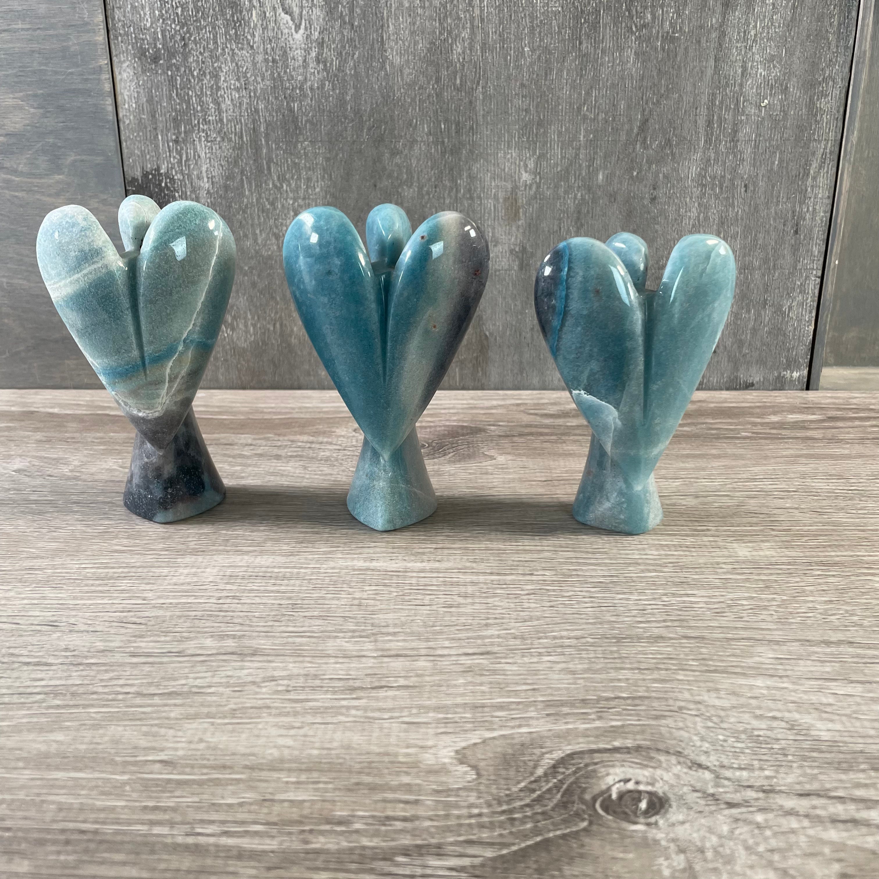 Wholesale Gemstone Angel Figurines – Lot of 3 Carved Crystal