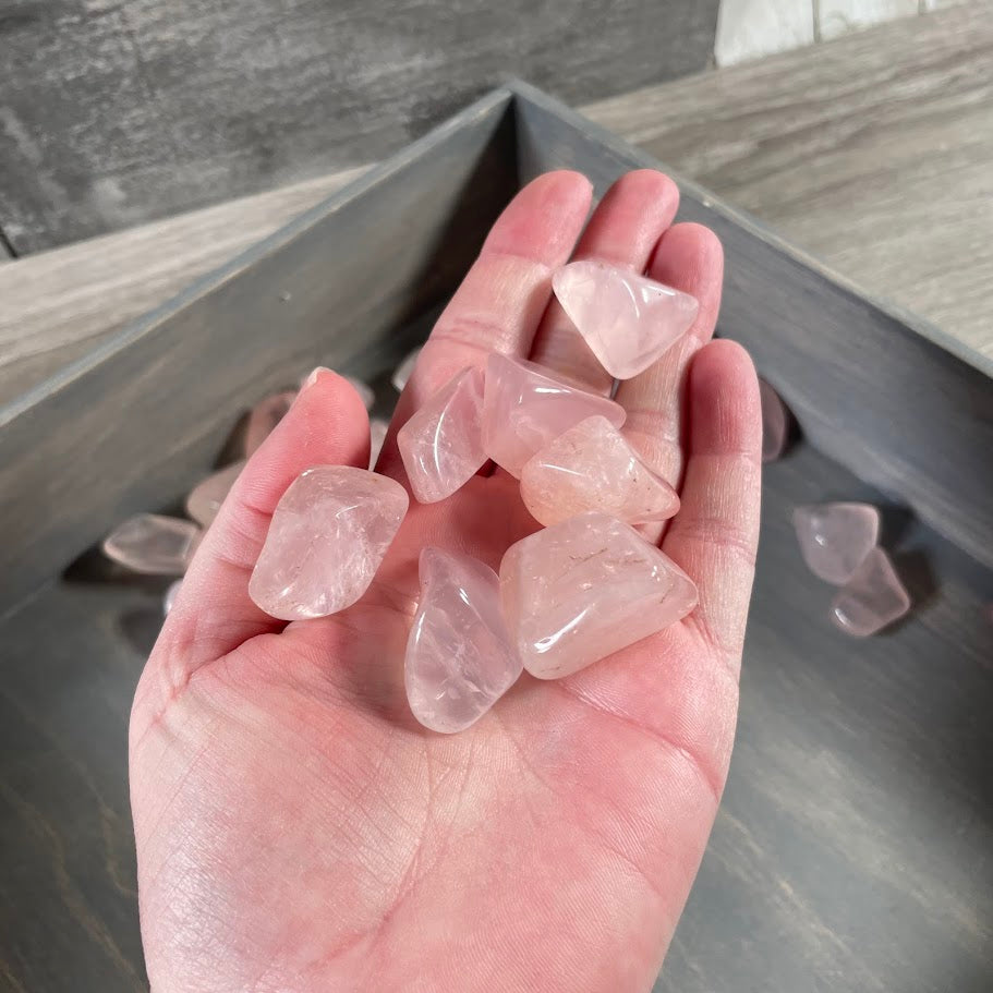 Soft pink rose quartz tumbled stones wholesale