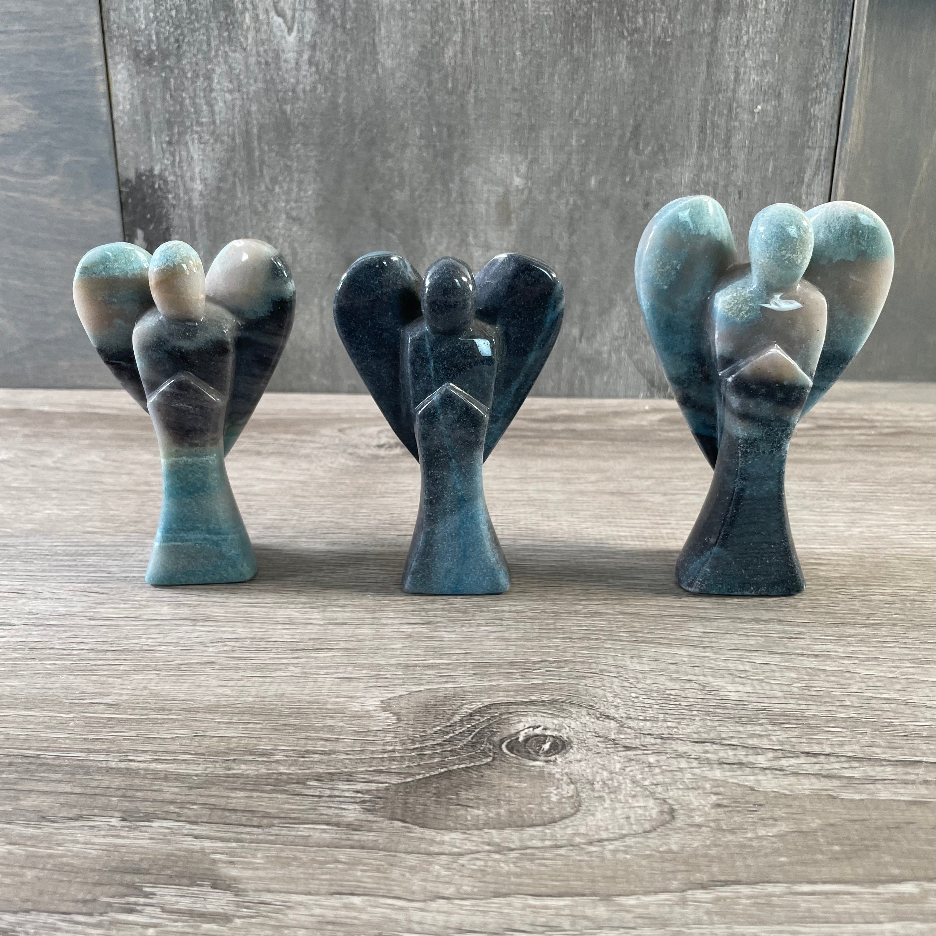 Wholesale Gemstone Angel Figurines – Lot of 3 Carved Crystal