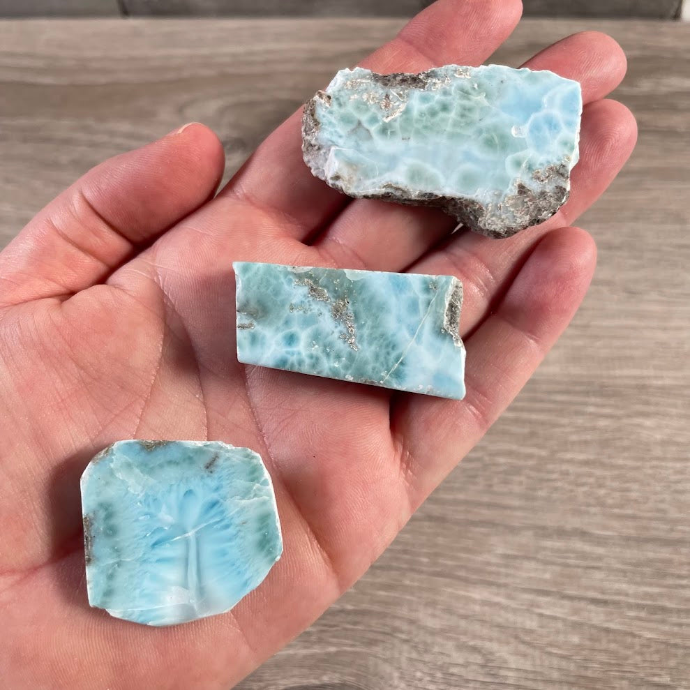 Wholesale blue Larimar crystal slab for rock and mineral shops