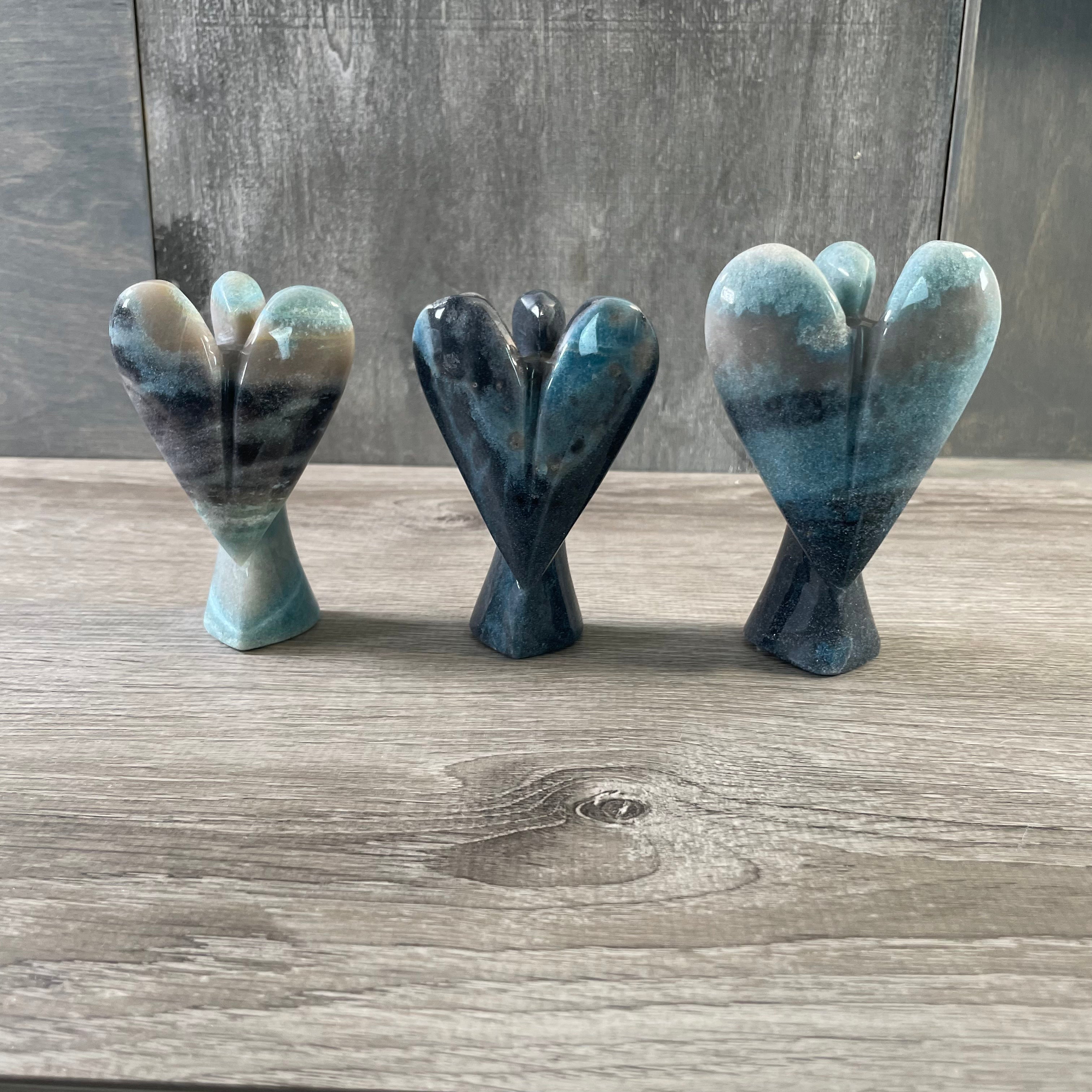 Wholesale Gemstone Angel Figurines – Lot of 3 Carved Crystal