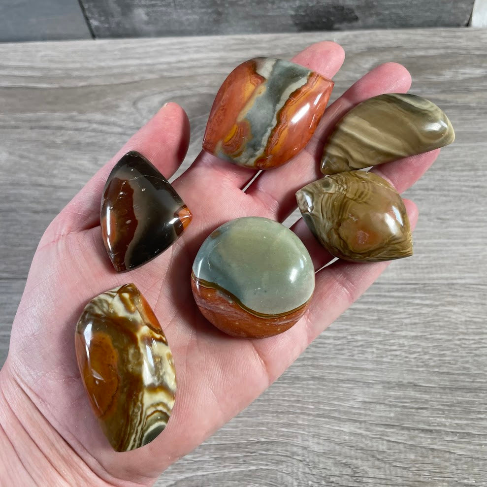 Mixed shape Polychrome Jasper cabochons for wholesale gemstone resale