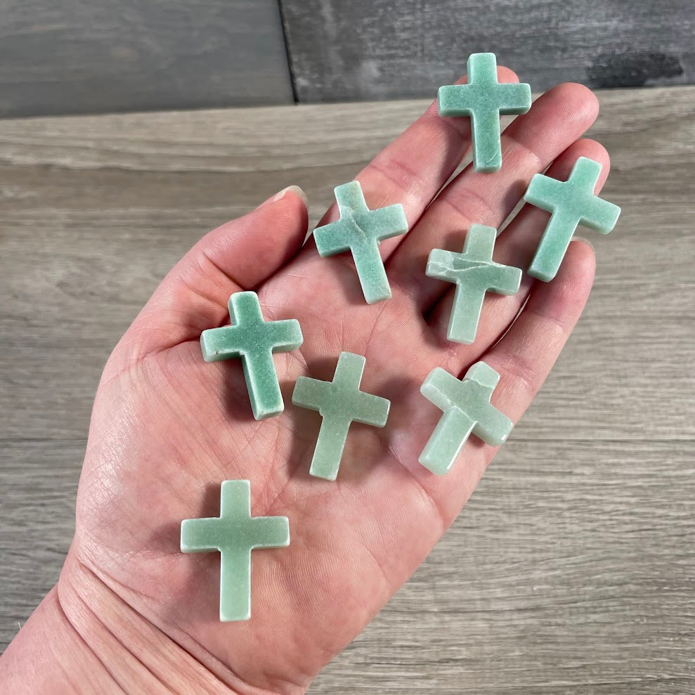 Aventurine polished gemstone cross religious gift