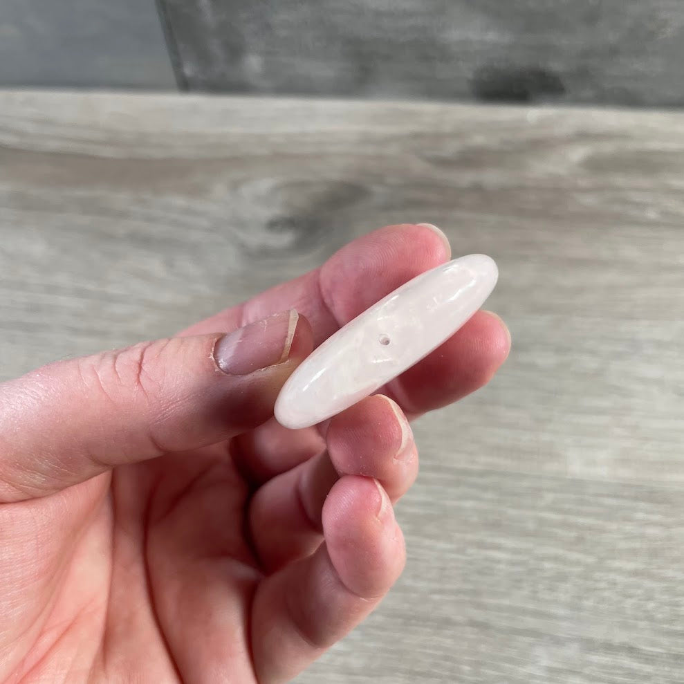 Large Flat Rose Quartz Heart Bead | Natural Pink Gemstone Jewelry Bead