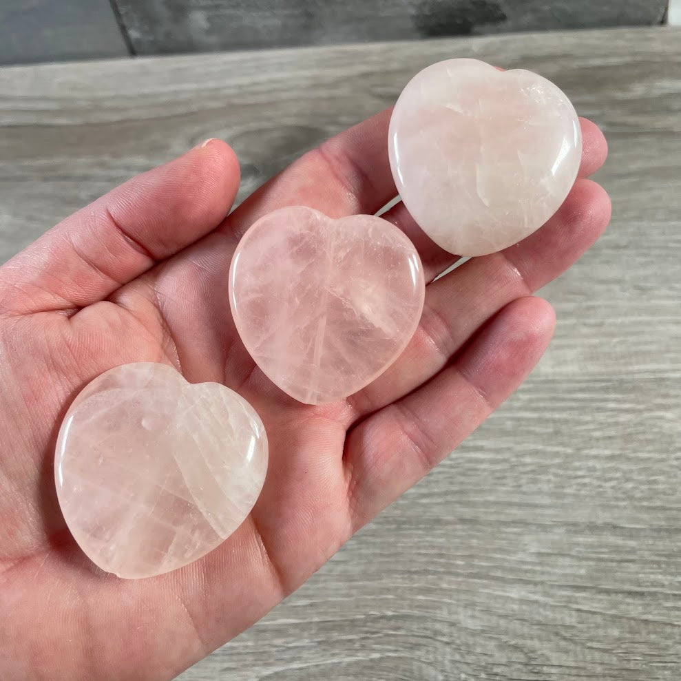 Large flat rose quartz heart bead for jewelry making