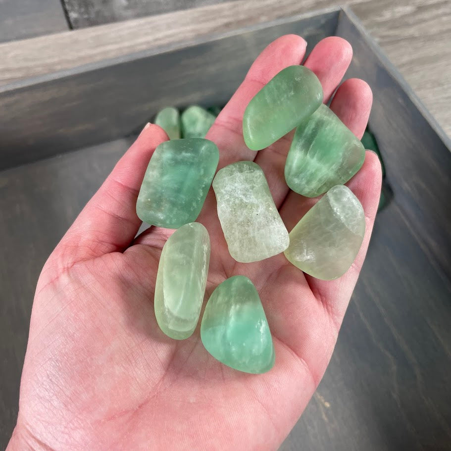 Bulk 1 lb fluorite tumbled crystals for metaphysical shops