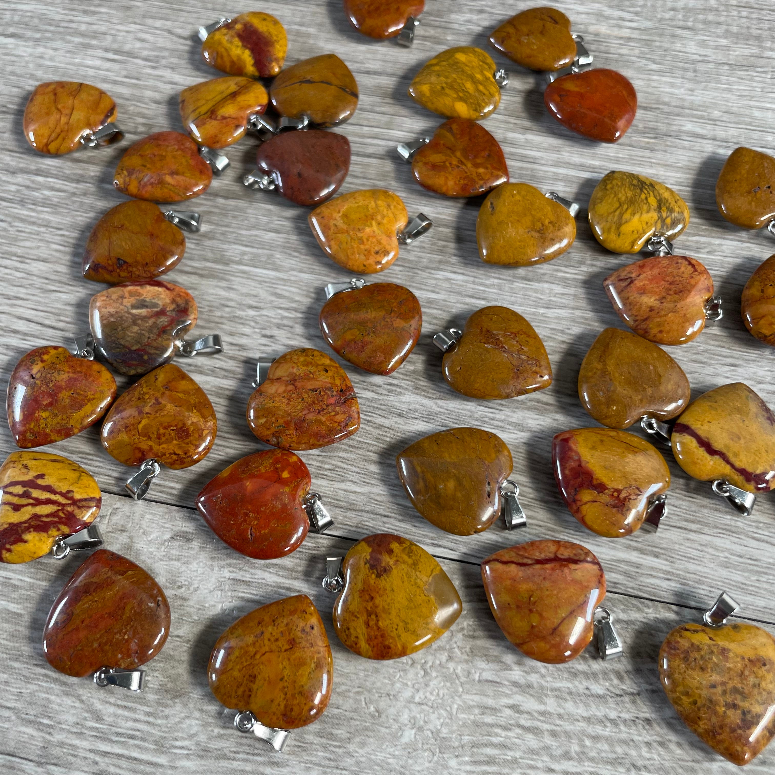 red moss agate heart shaped gemstones for resale