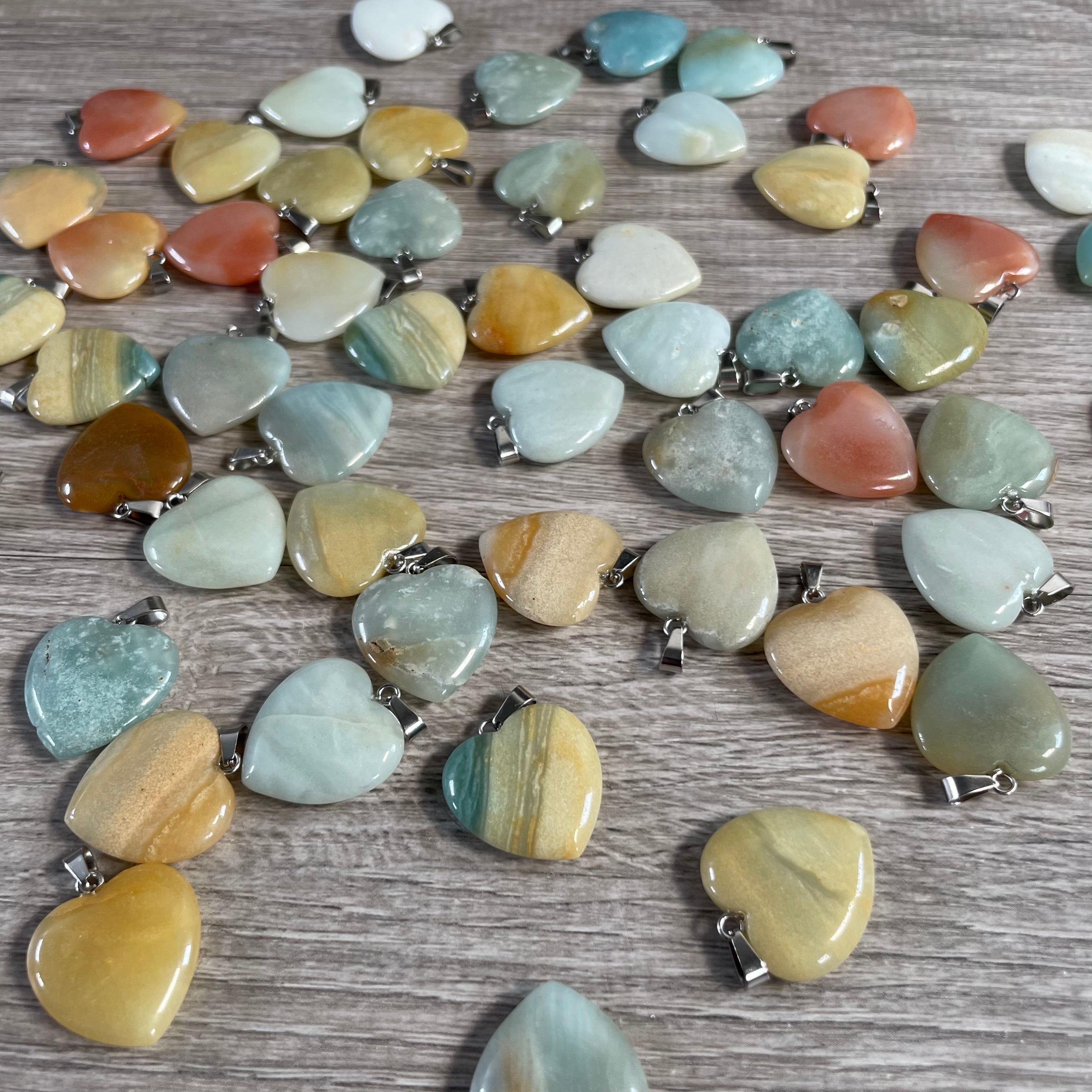 amazonite wholesale natural stone heart-shaped pendants
