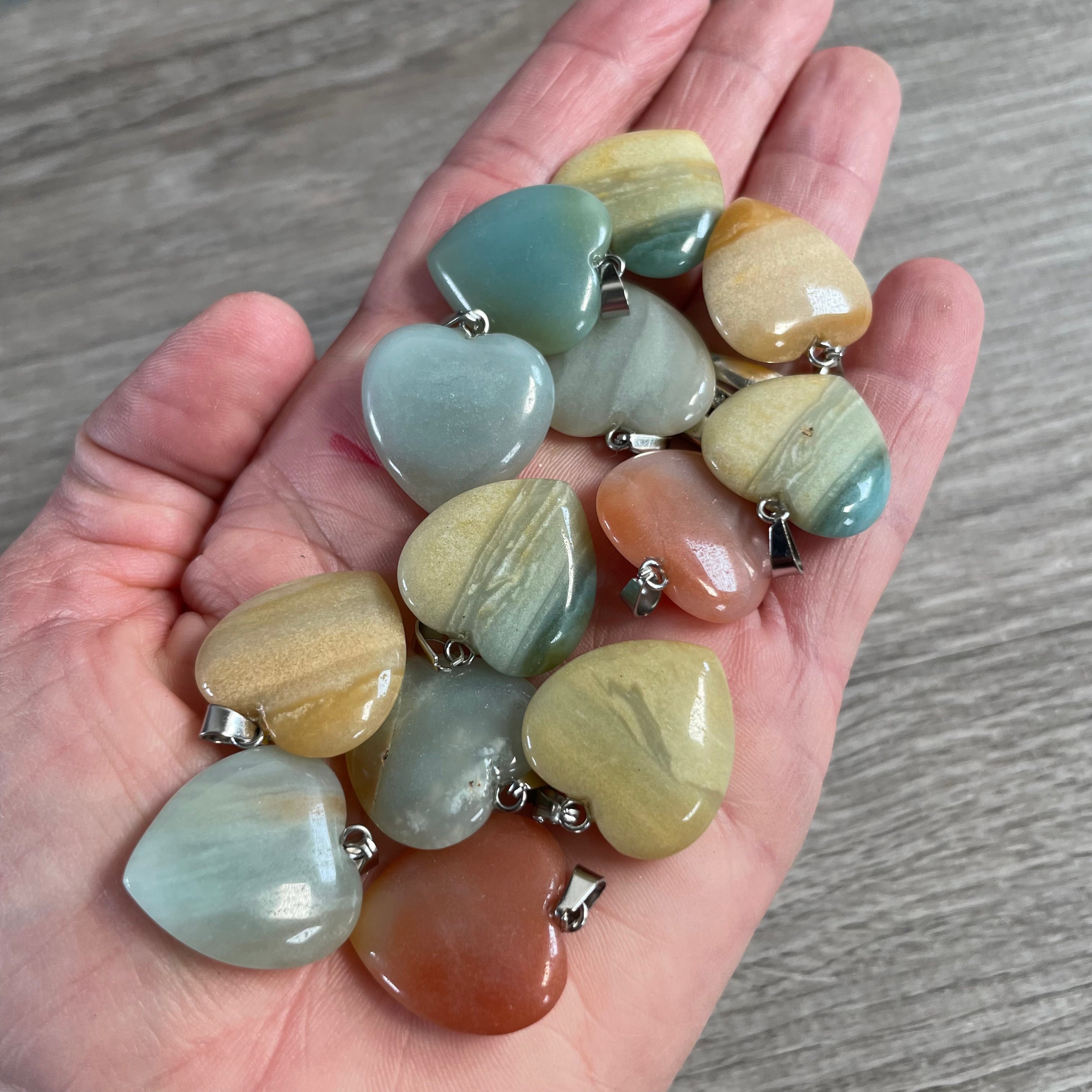 amazonite mini crystal hearts for necklace or bracelet crafting