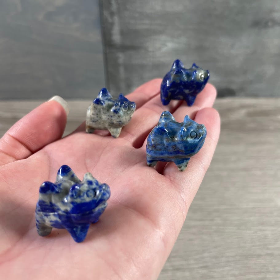 crystal flying pig figurine lapis lazuli stone animal sculpture wholesale
