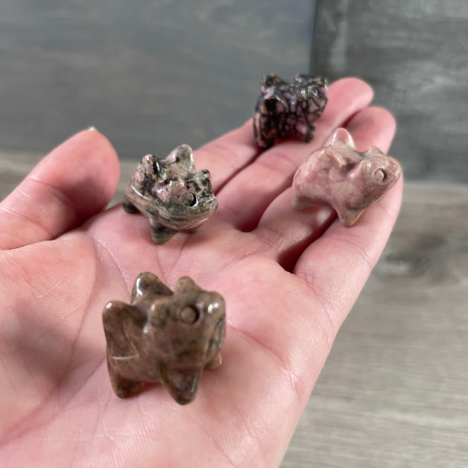 rhodonite flying pig wholesale gemstone figurines