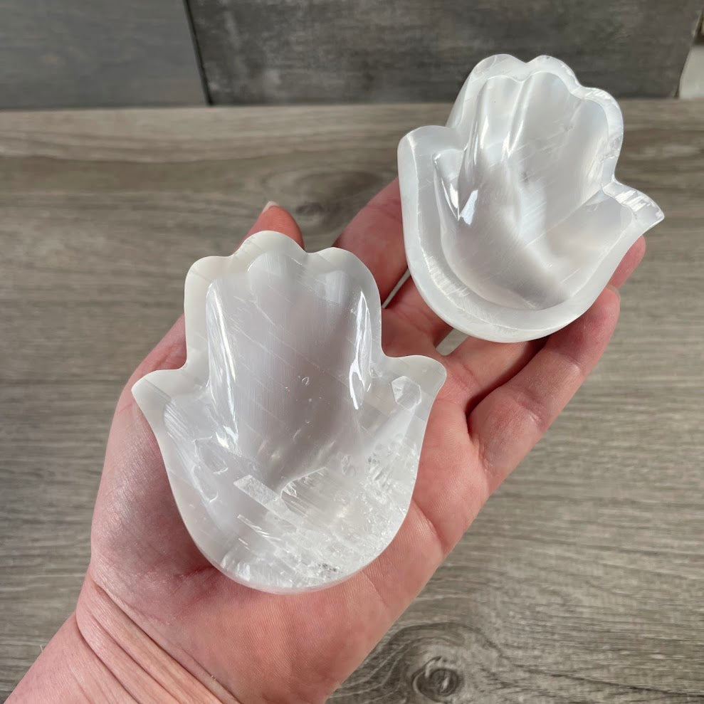 Hamsa Hand natural satin spar selenite bowl wholesale