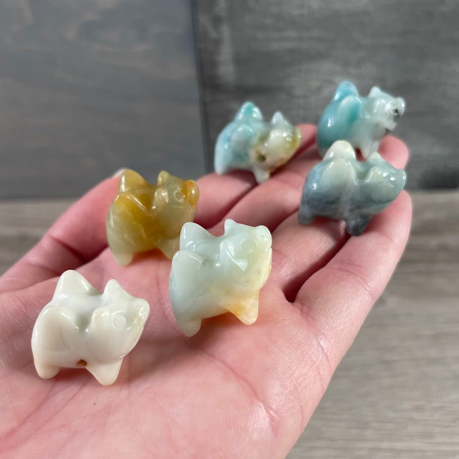 mini gemstone flying pig figurine for metaphysical shops amazonite