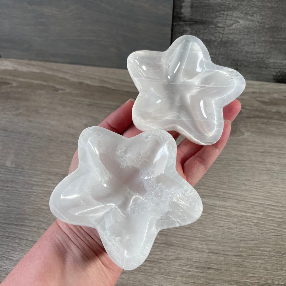 bulk selenite bowls for metaphysical shop star shaped