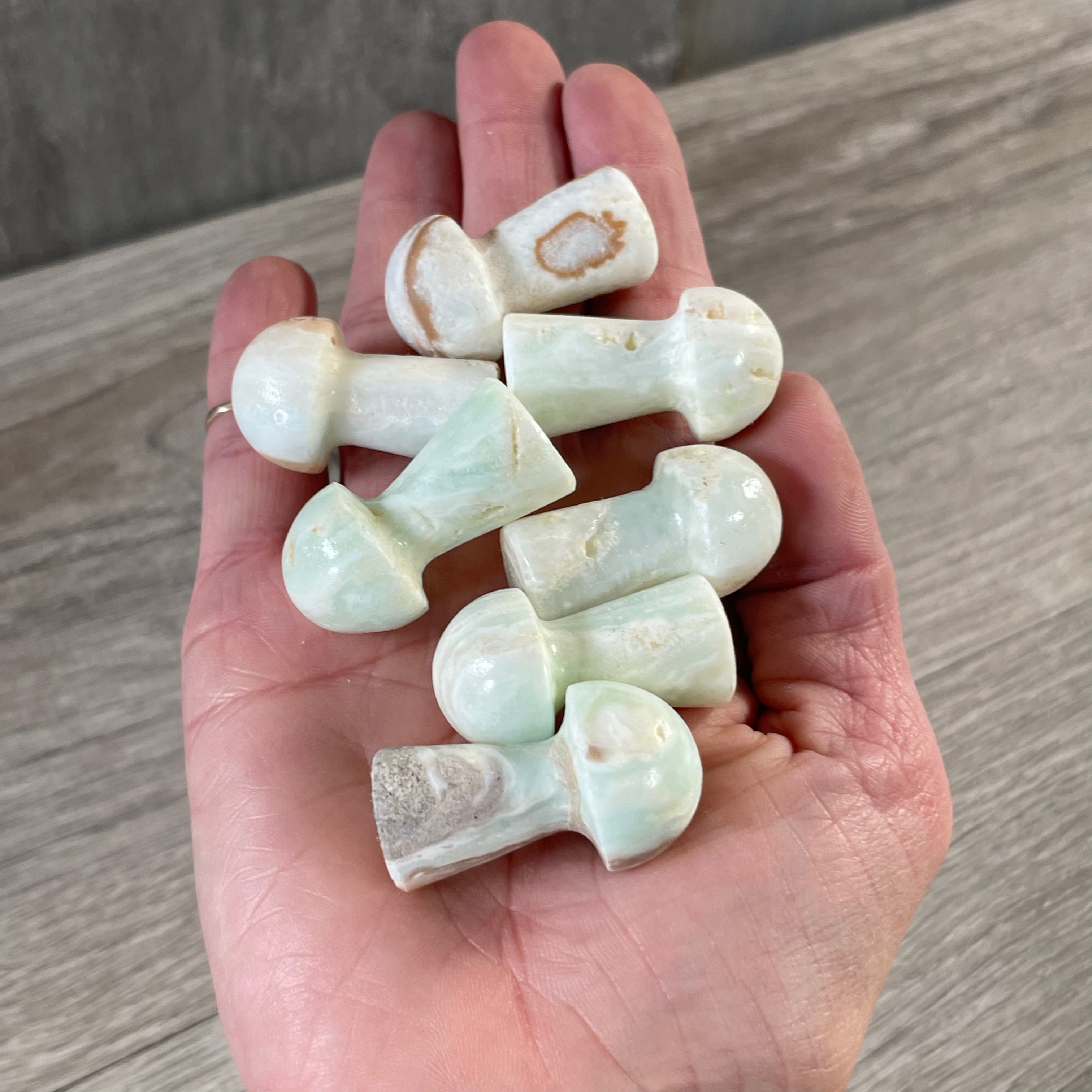 blue aragonite wholesale crystal mushrooms for gift and rock shops